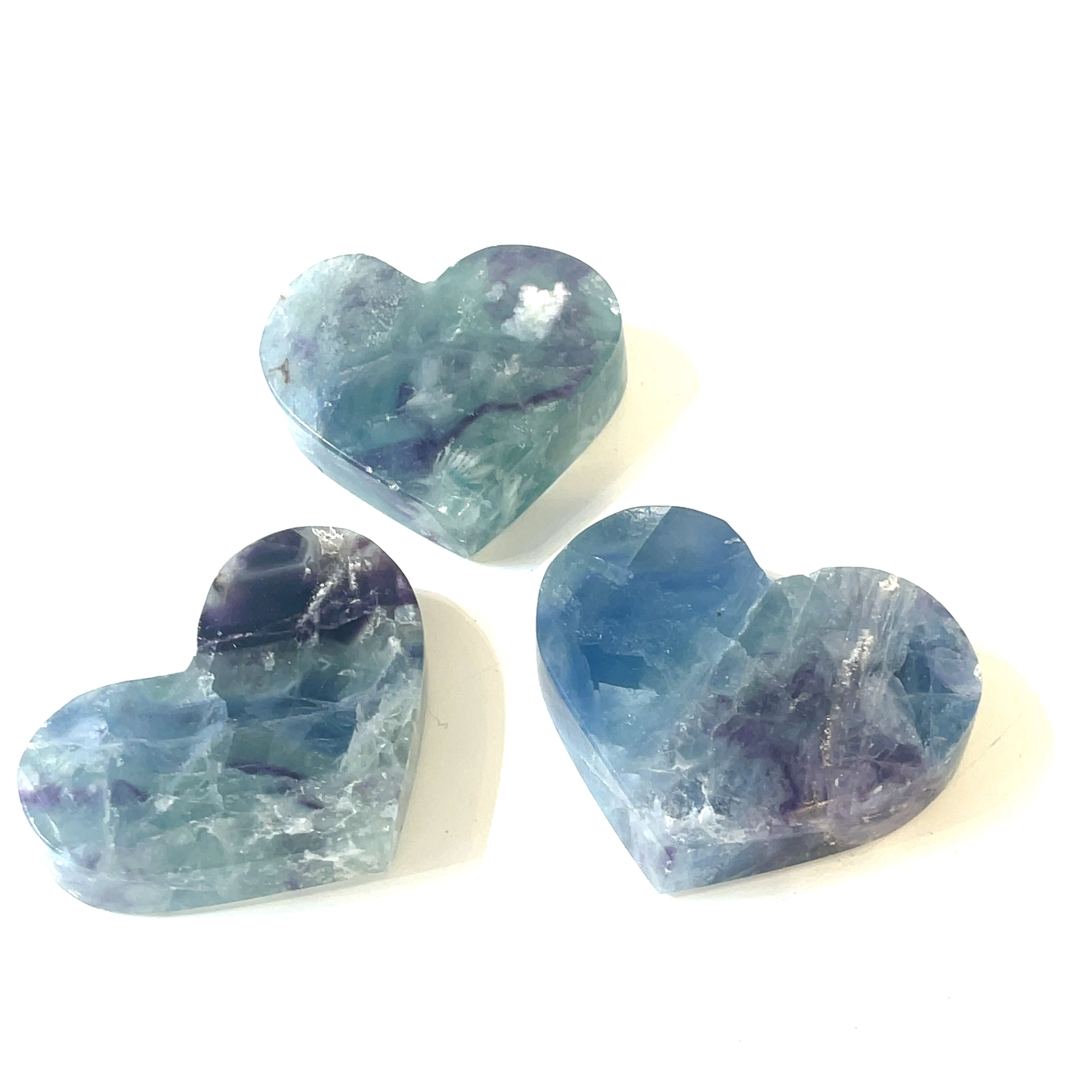 Rainbow Fluorite Gemstone Heart Shaped Carvings