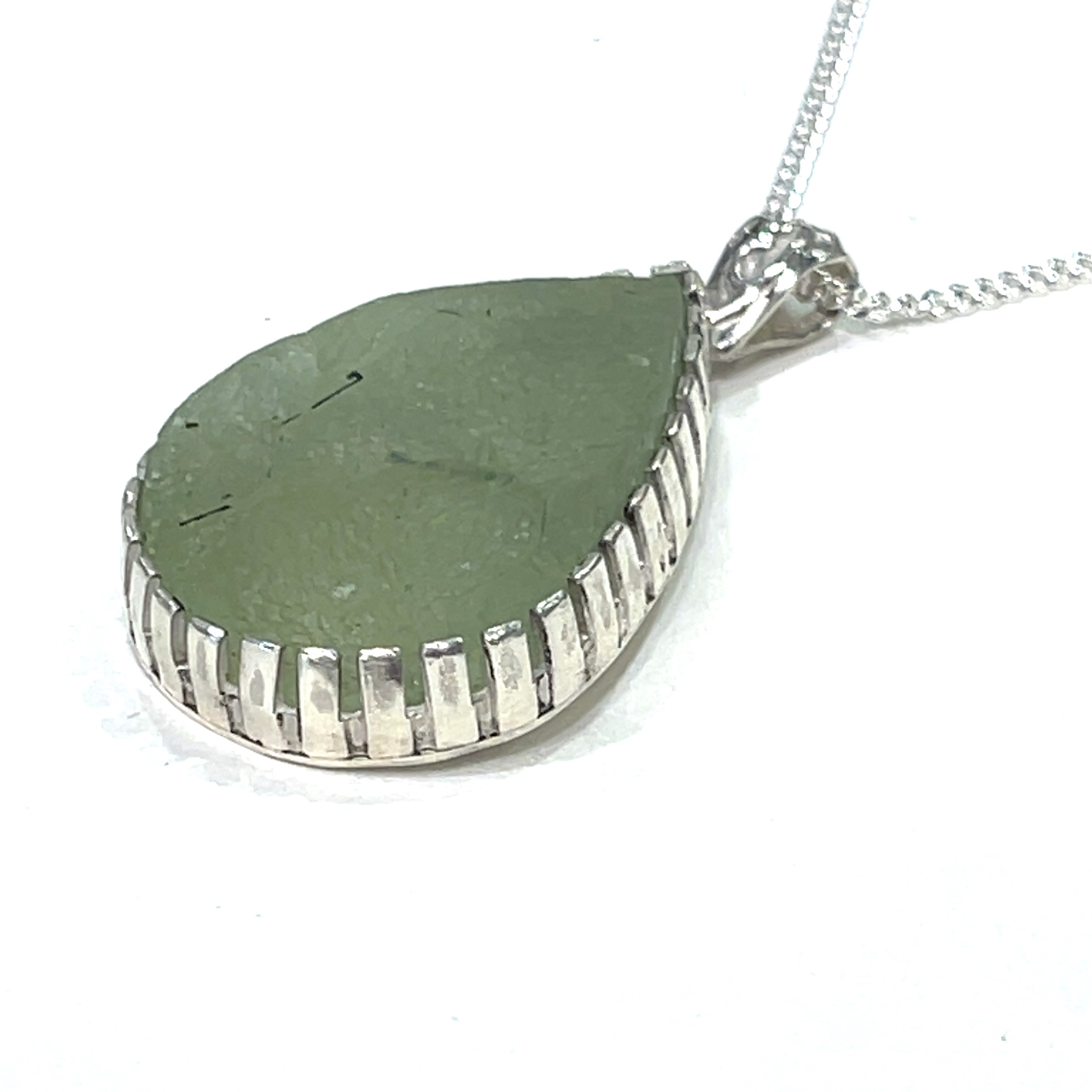 Prehnite Botryoidal Pendant Chain Necklace