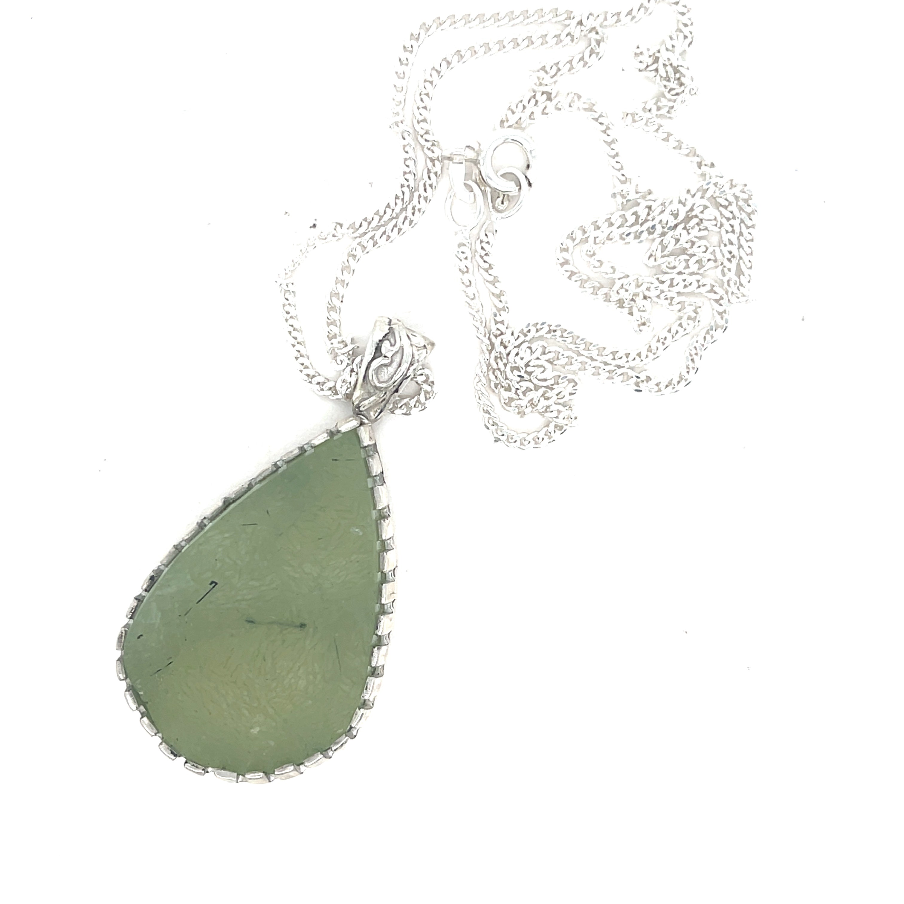 Prehnite Botryoidal Pendant Chain Necklace