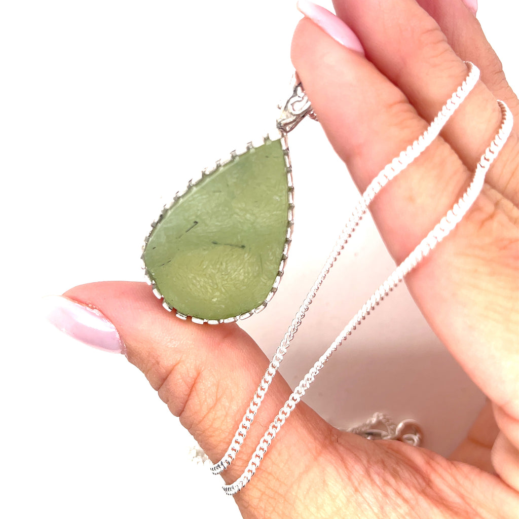 Prehnite Botryoidal Pendant Chain Necklace