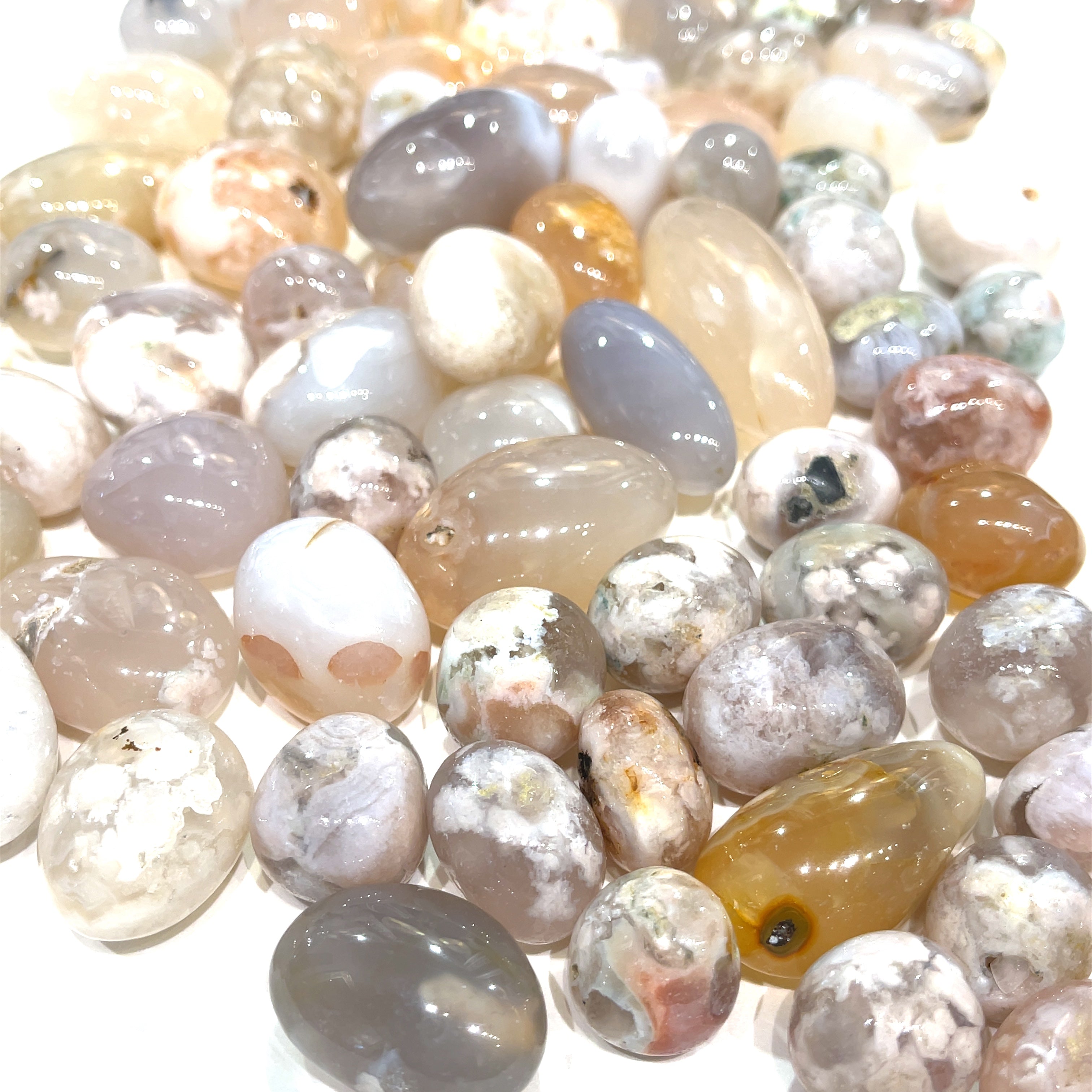 Flower Agate tumbles Gemstone