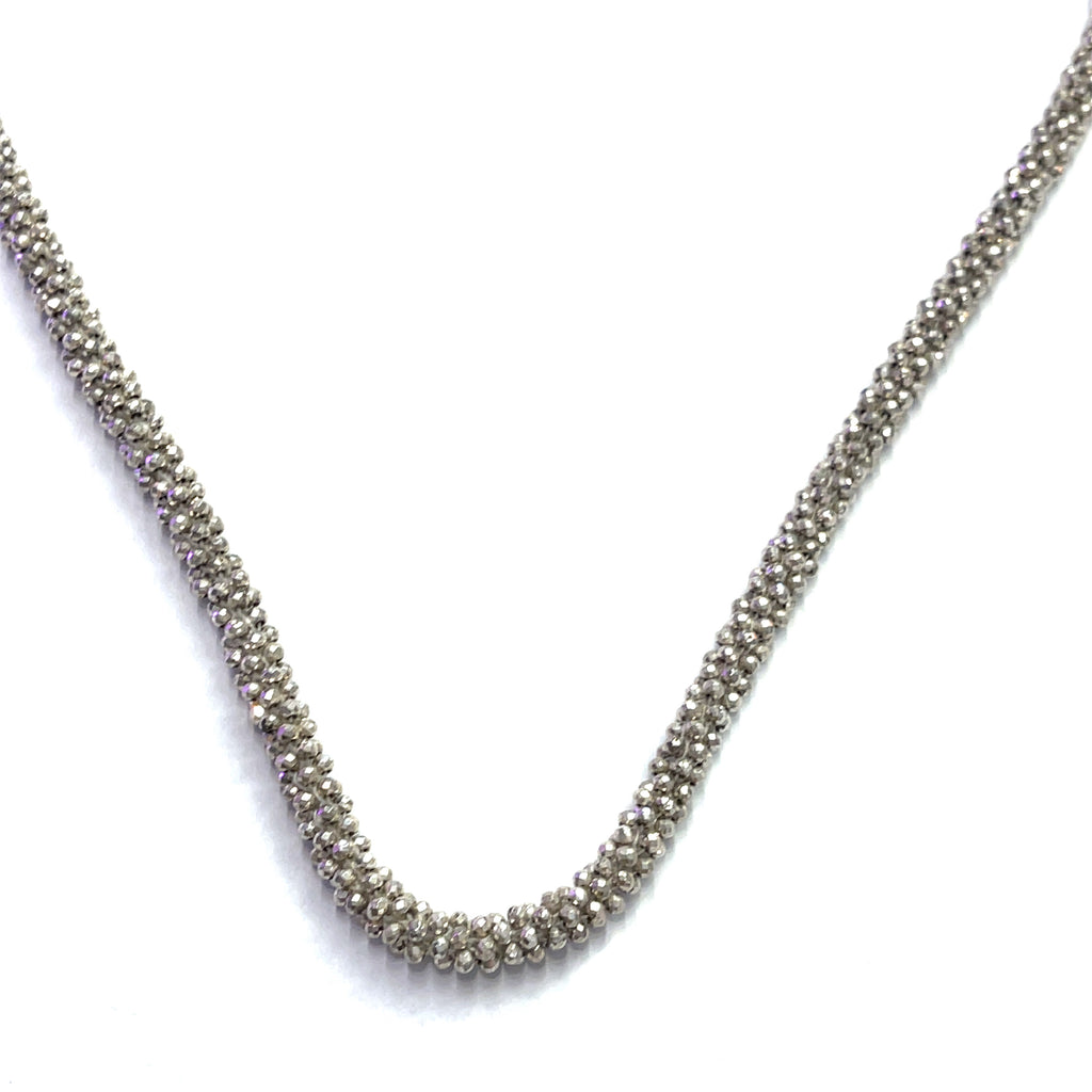 Silver Pyrite Crocheted Gemstone Necklace