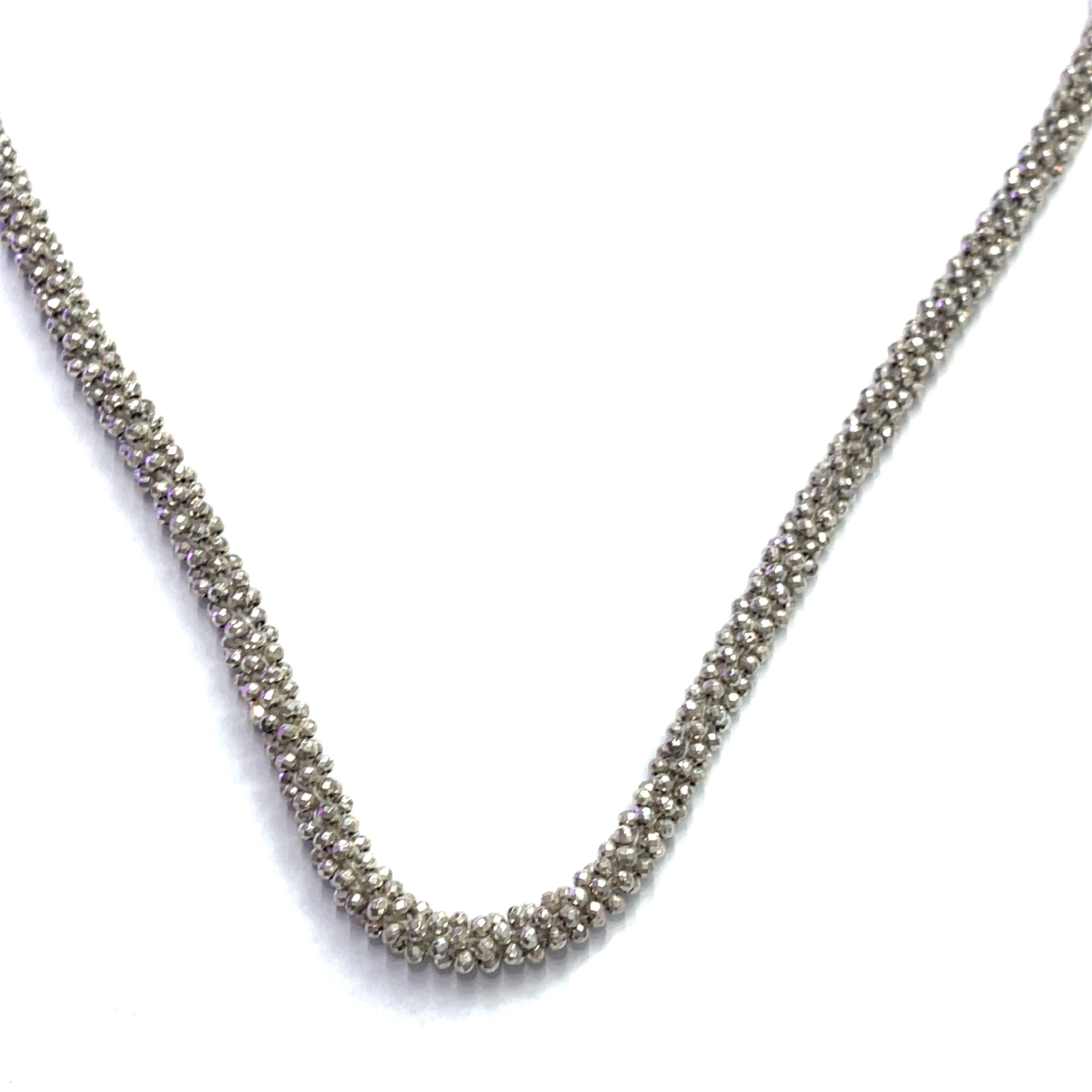 Silver Pyrite Crocheted Gemstone Necklace