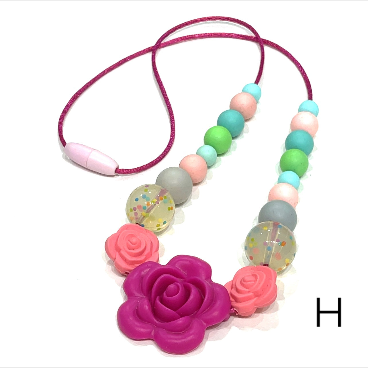 Ivy Rose's Silicone Teething Necklace, Bite Bead Necklace Jewelry- Chew Jewelry Beads - fidget necklace, ADHD, Autism, sensory necklace