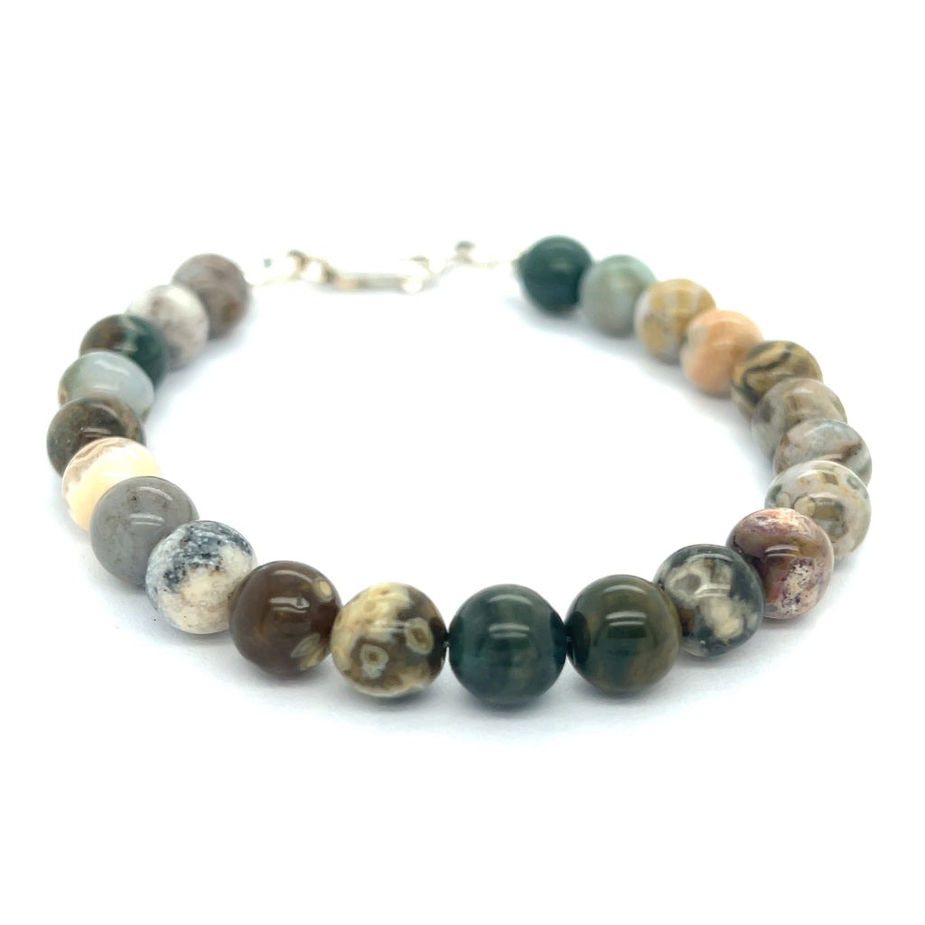 Ocean Jasper Gemstone Beaded Bracelet