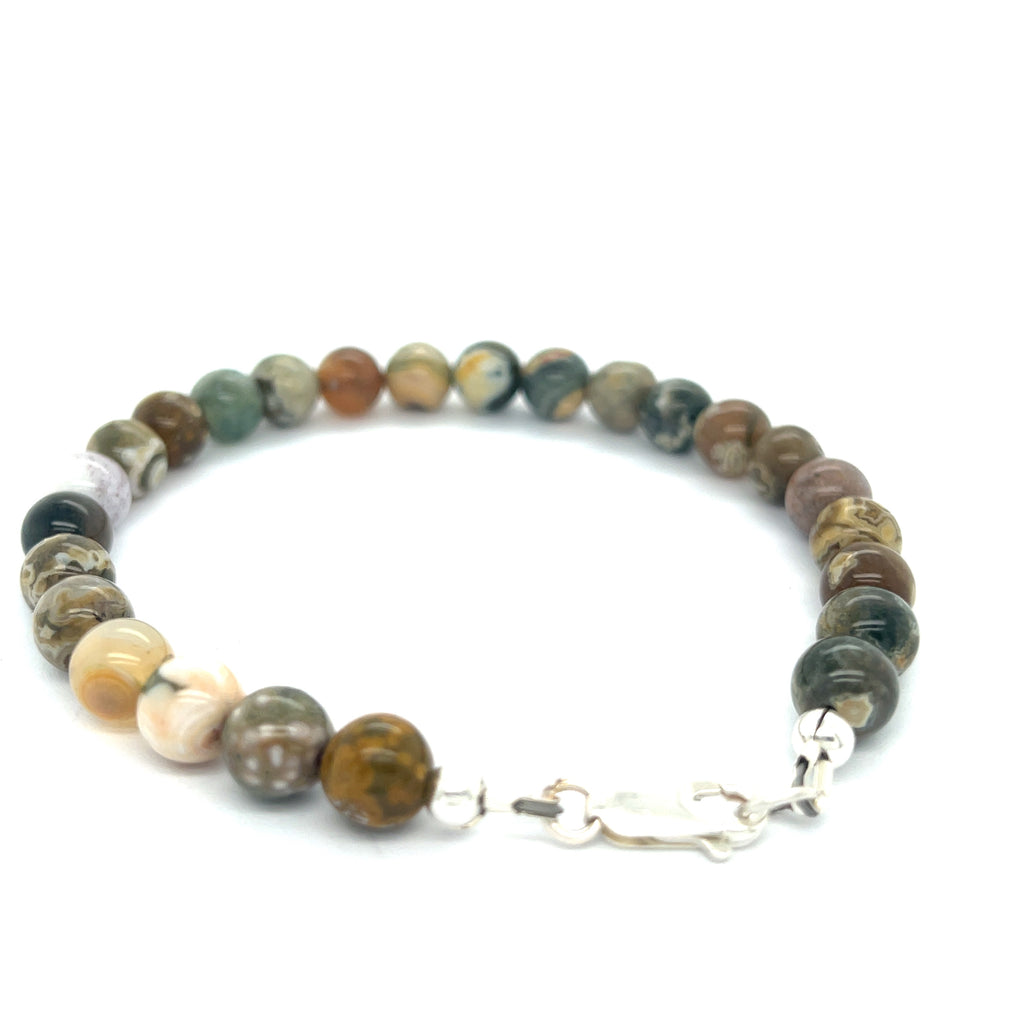 Ocean Jasper Gemstone Beaded Bracelet