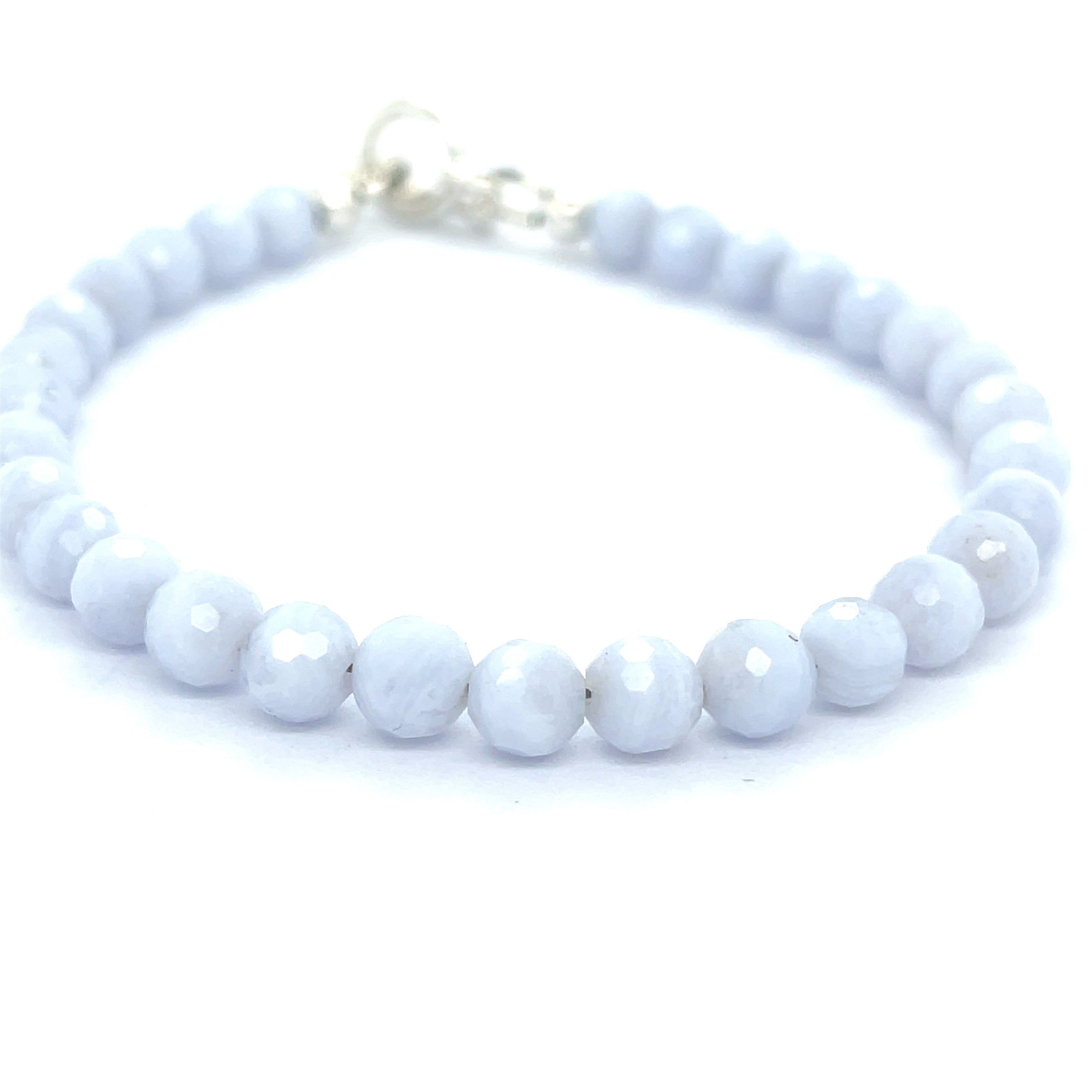 Blue Lace Agate Gemstone Beaded Bracelet