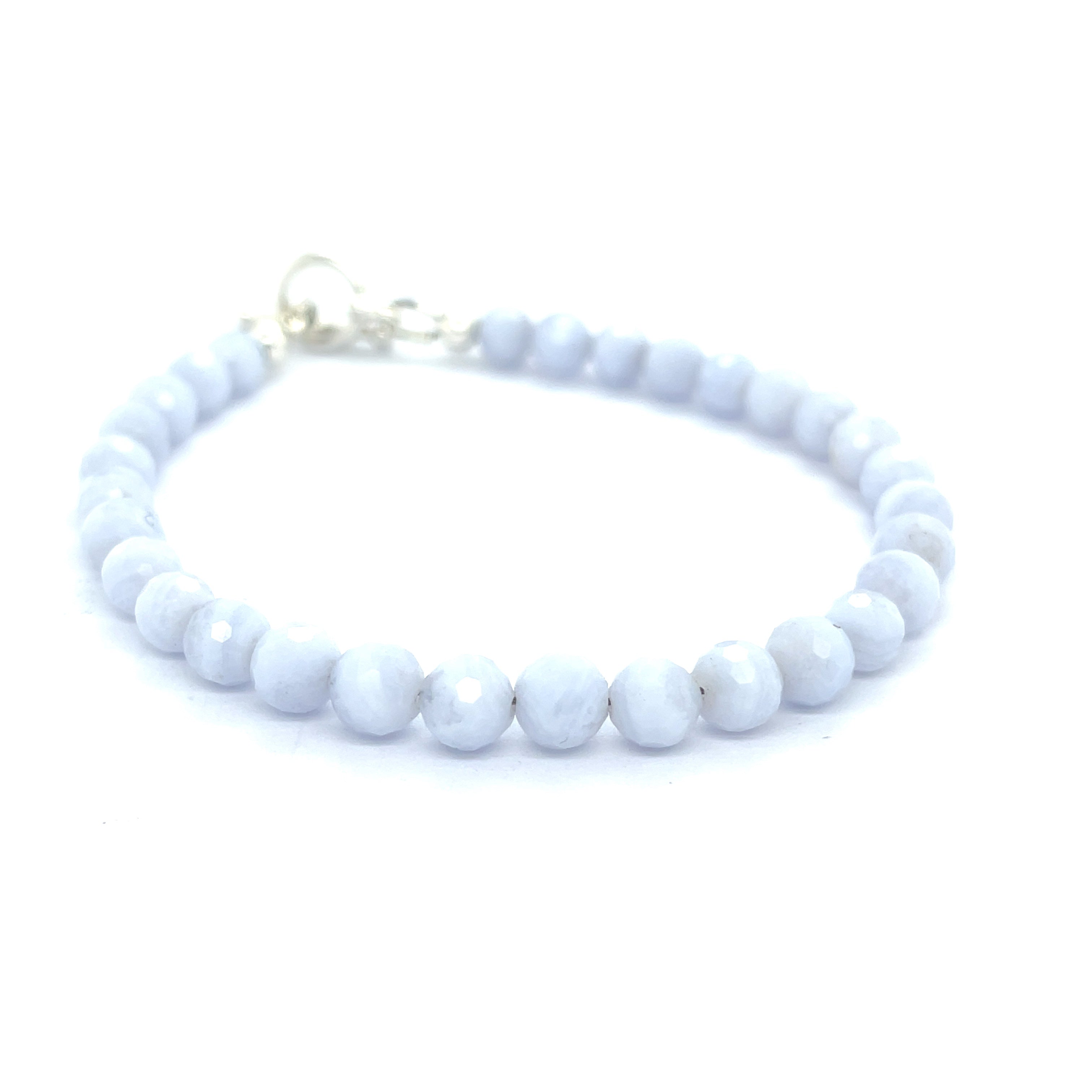 Blue Lace Agate Gemstone Beaded Bracelet