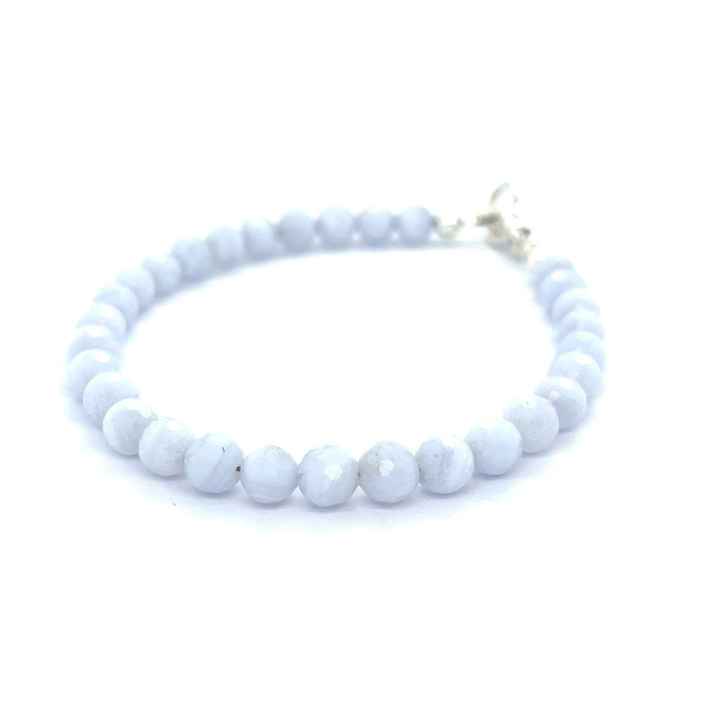 Blue Lace Agate Gemstone Beaded Bracelet
