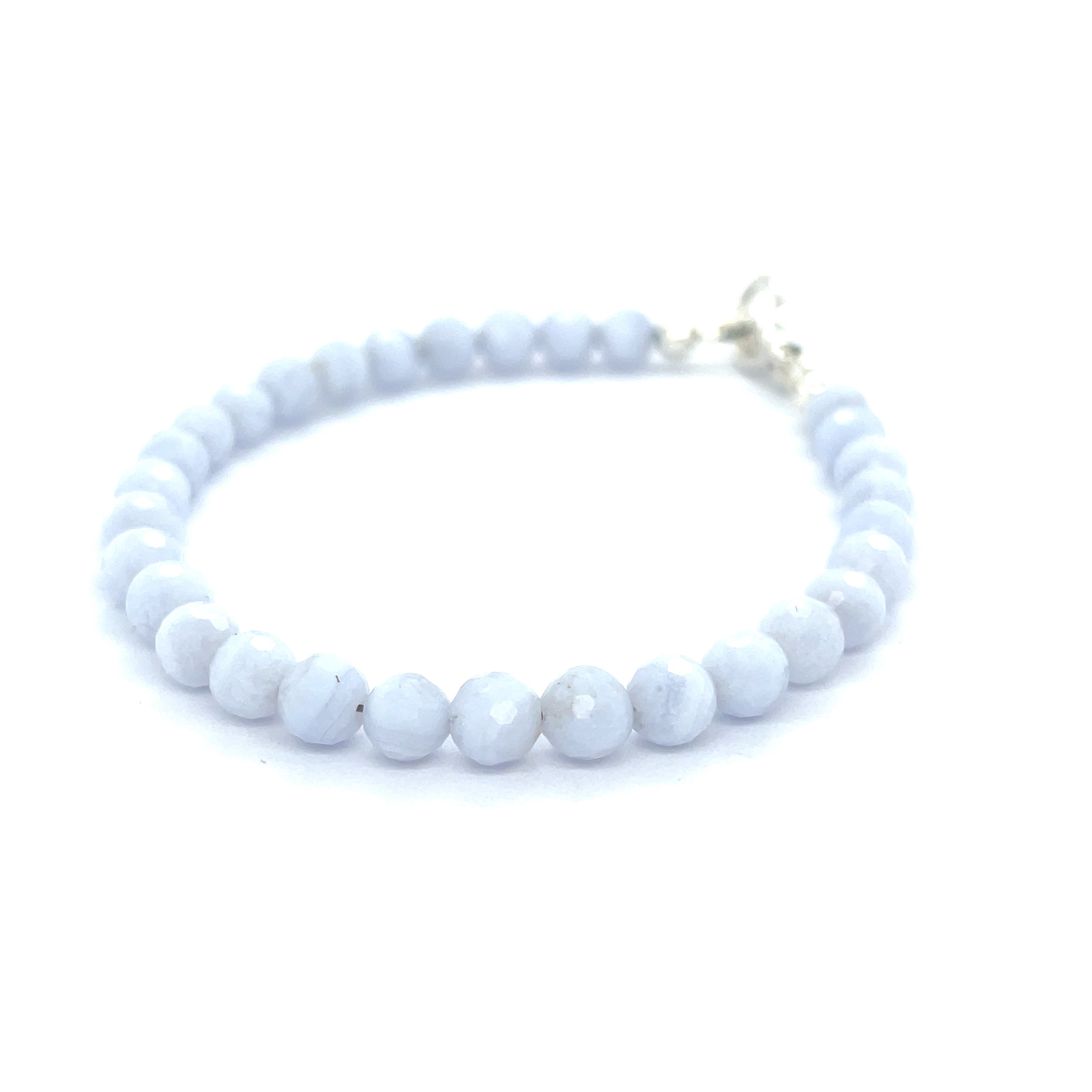 Blue Lace Agate Gemstone Beaded Bracelet