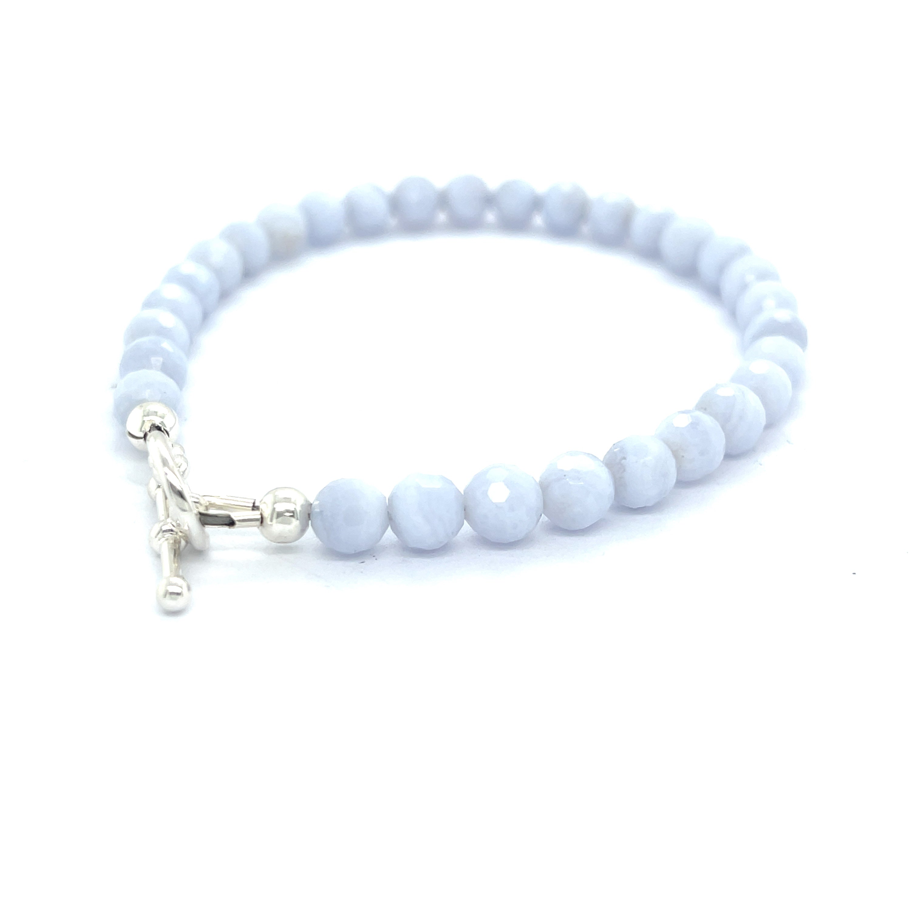 Blue Lace Agate Gemstone Beaded Bracelet