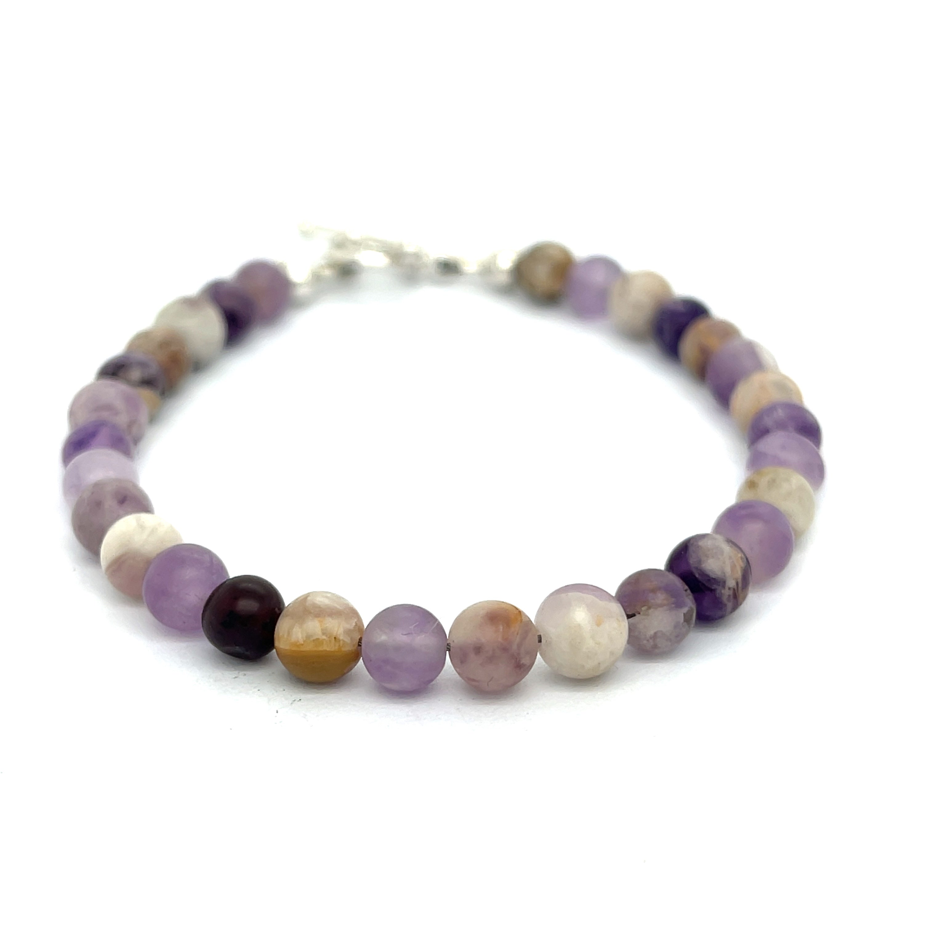 Flower Agate (Cherry Agate) gemstone bracelet, jewelry