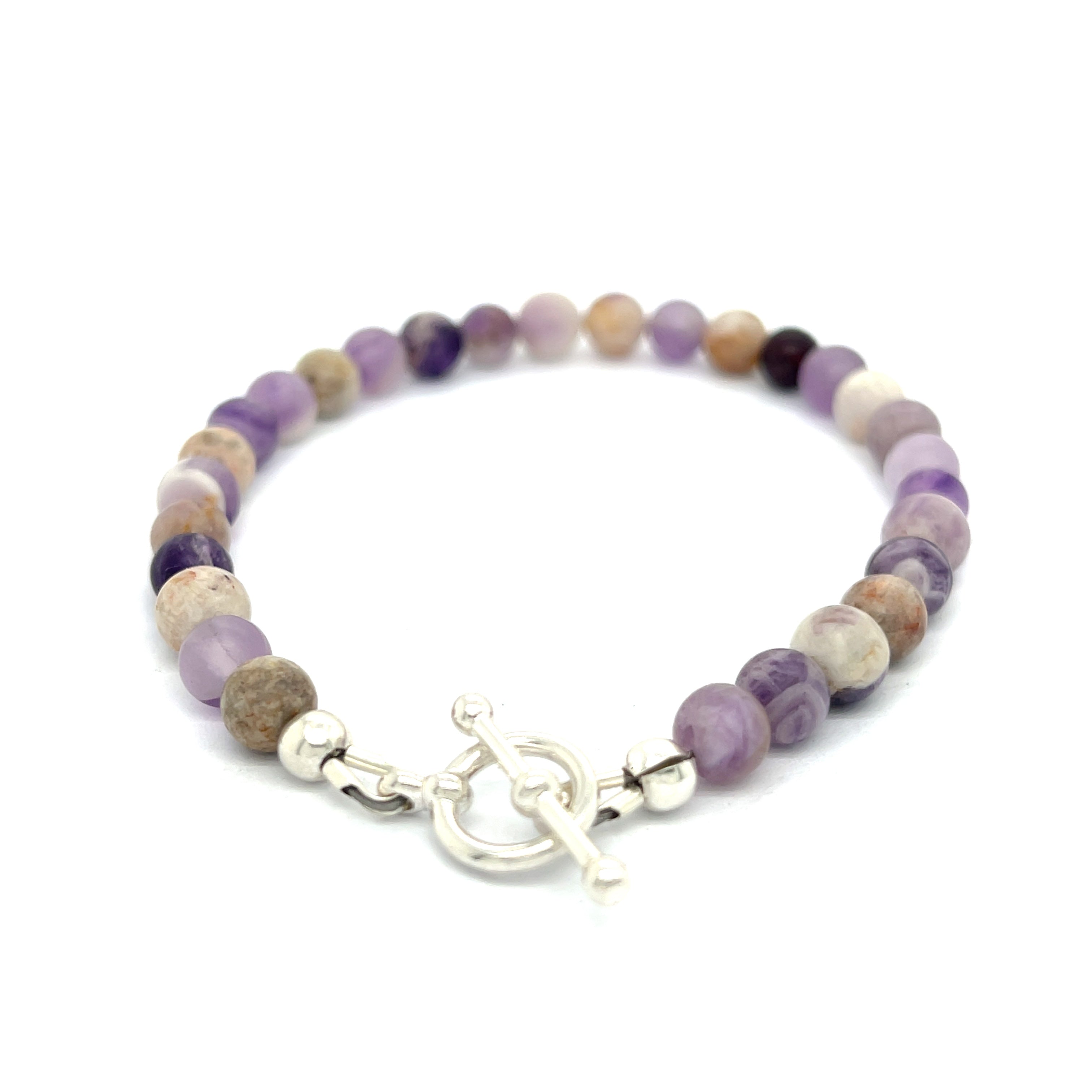 Flower Agate (Cherry Agate) gemstone bracelet, jewelry