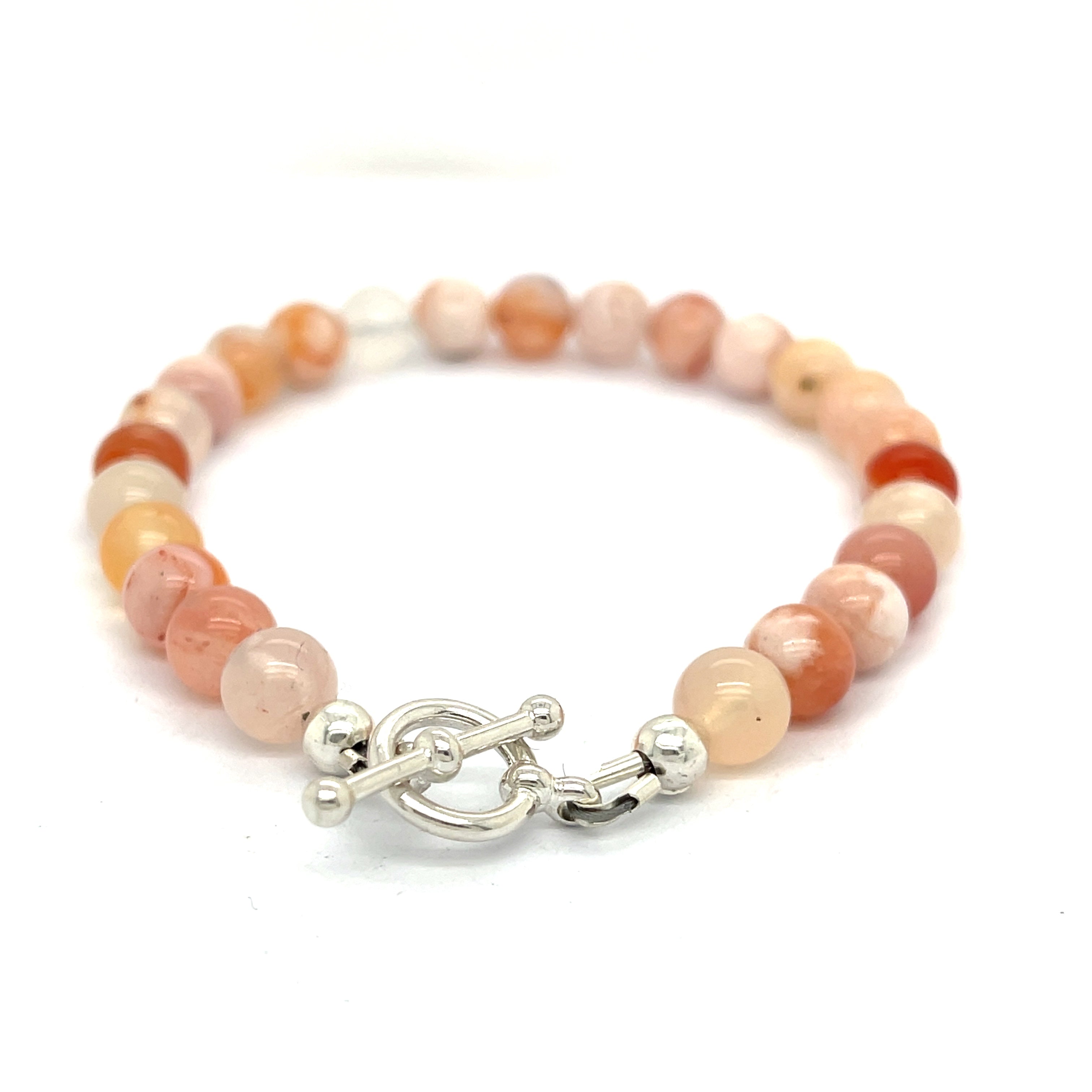 Flower Agate (Cherry Agate) gemstone bracelet, jewelry