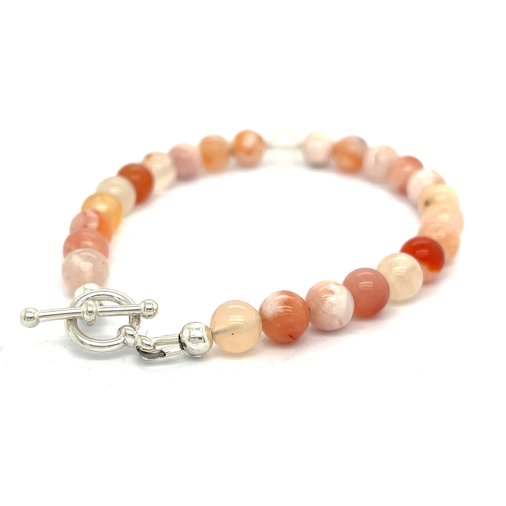 Flower Agate (Cherry Agate) gemstone bracelet, jewelry