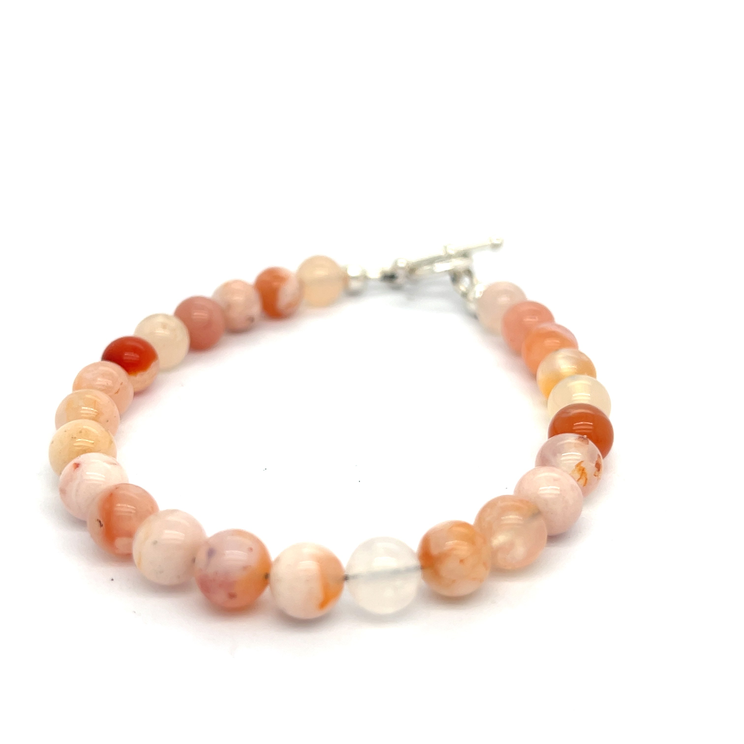Flower Agate (Cherry Agate) gemstone bracelet, jewelry