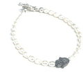 Fresh Water Pearl Diamond paved Humza charm bracelet, jewelry