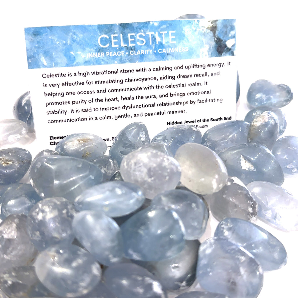 Celestite tumbled gemstones