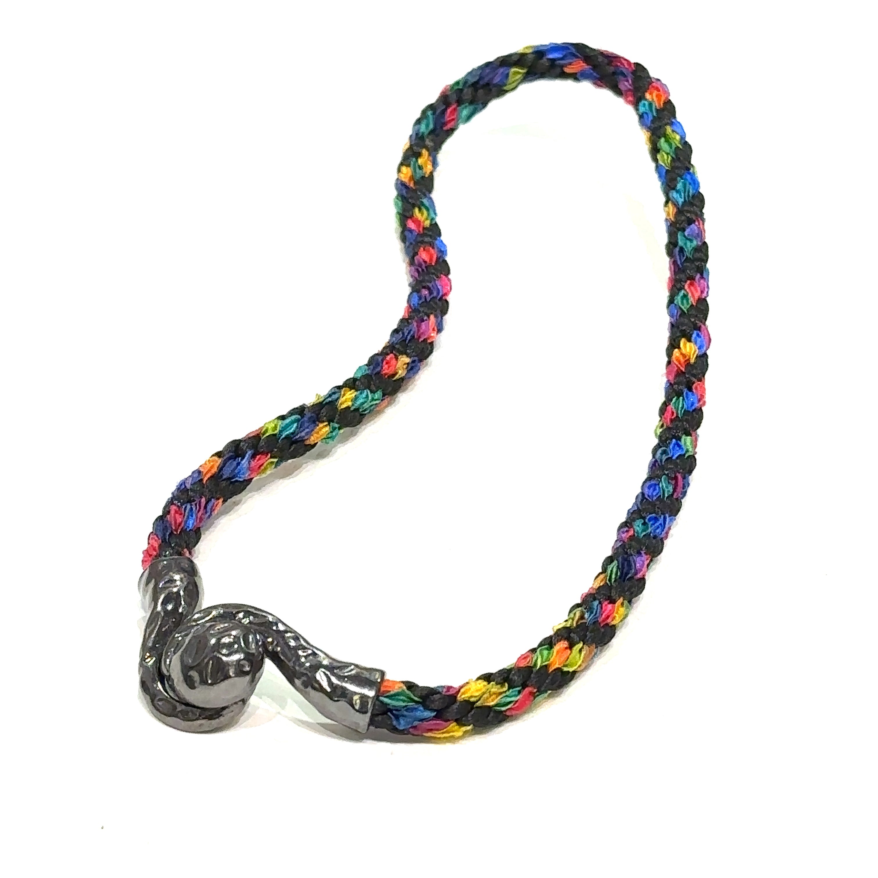 Black and Rainbow Kumihimo Braided bracelet, jewelry