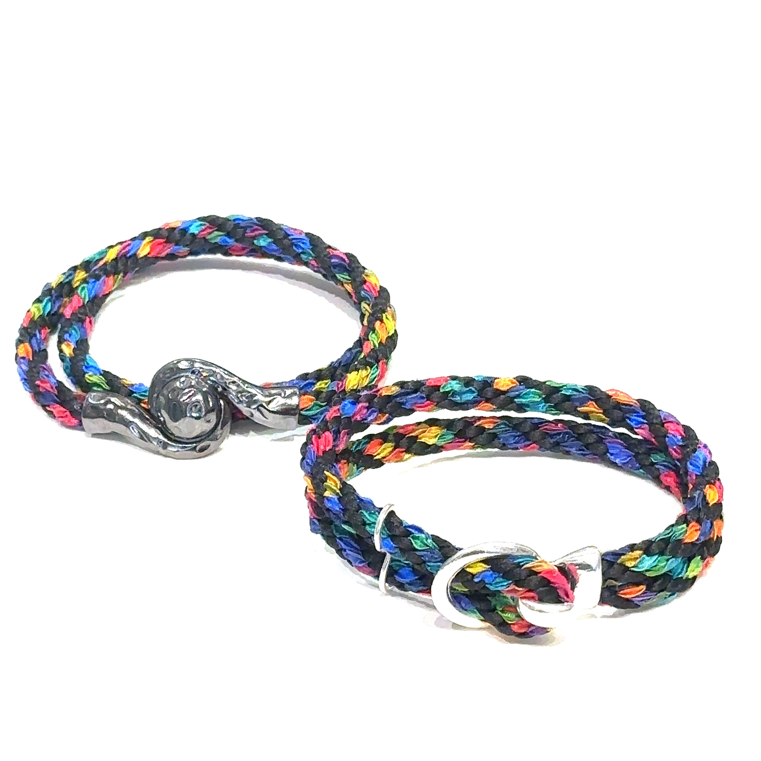 Black and Rainbow Kumihimo Braided bracelet, jewelry