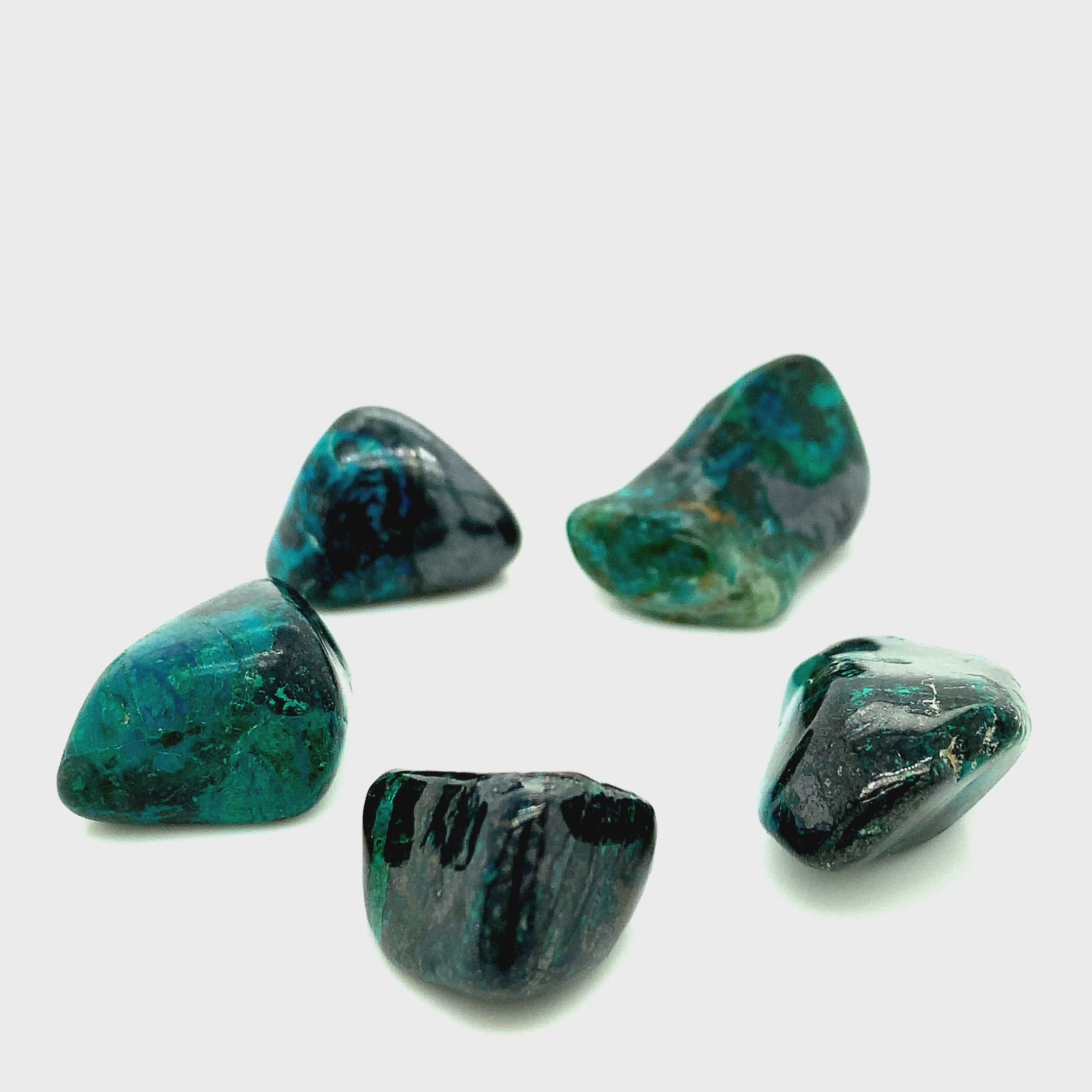 Cuprite in Shattuckite tumbled