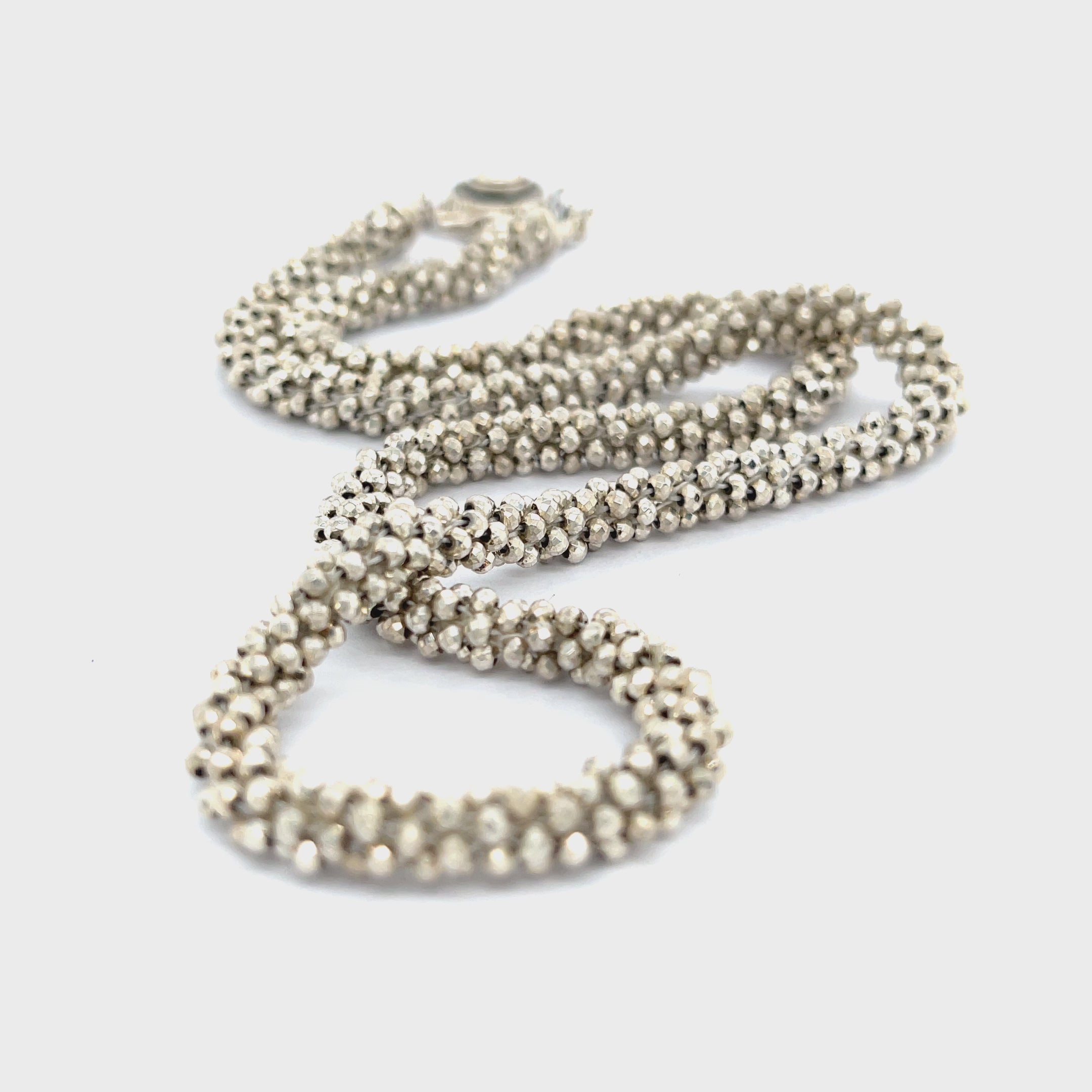 Silver Pyrite Crocheted Gemstone Necklace