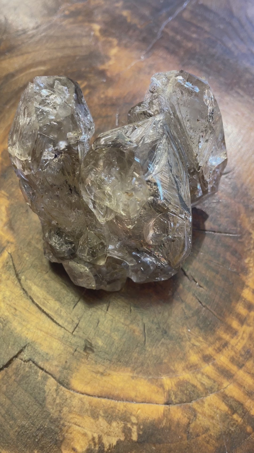 A  collector piece raw Herkimer diamond gemstone displayed on a white background, front, overview. video