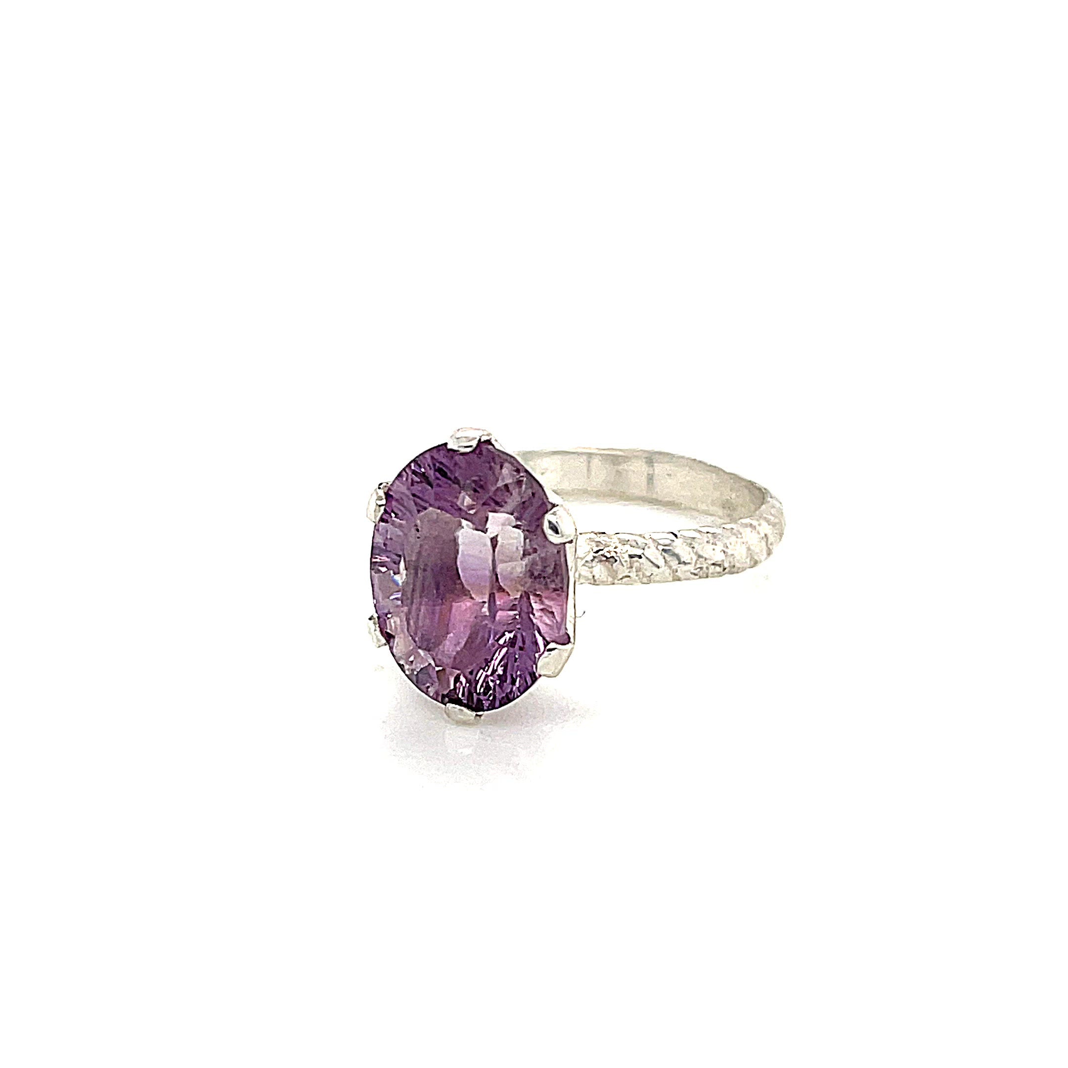 Amethyst Faceted Gemstone Sterling Silver Ring, Jewelry