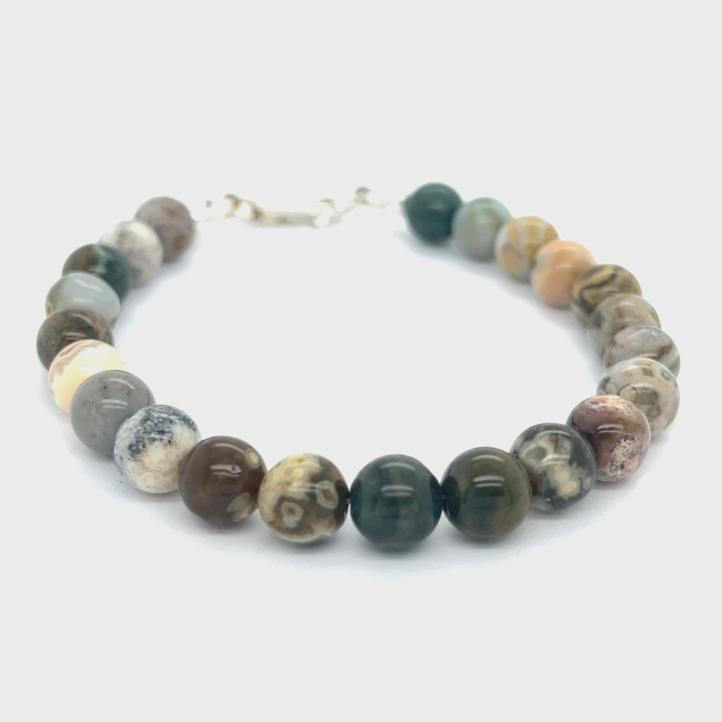 Ocean Jasper Gemstone Beaded Bracelet