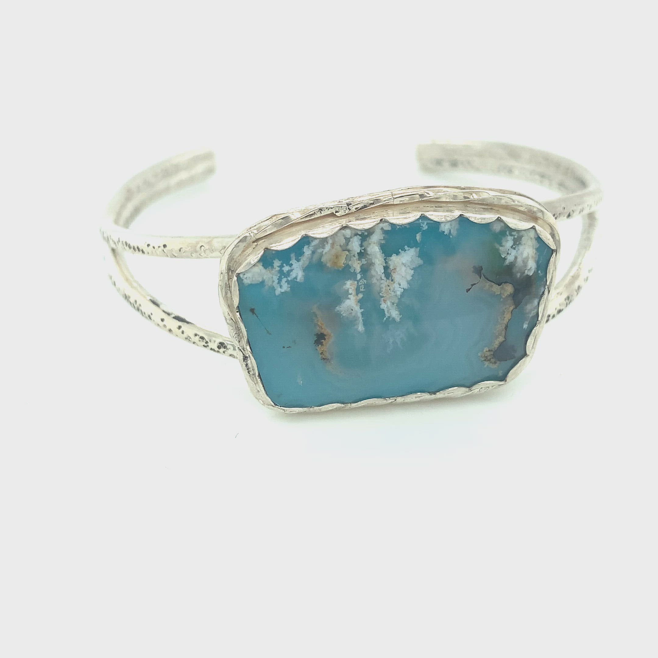 Plume Agate Sterling Silver bangle, Plume Agate Jewelry, Sz 7.25''