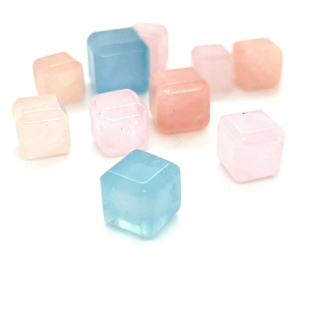 Morganite gemstone cubes