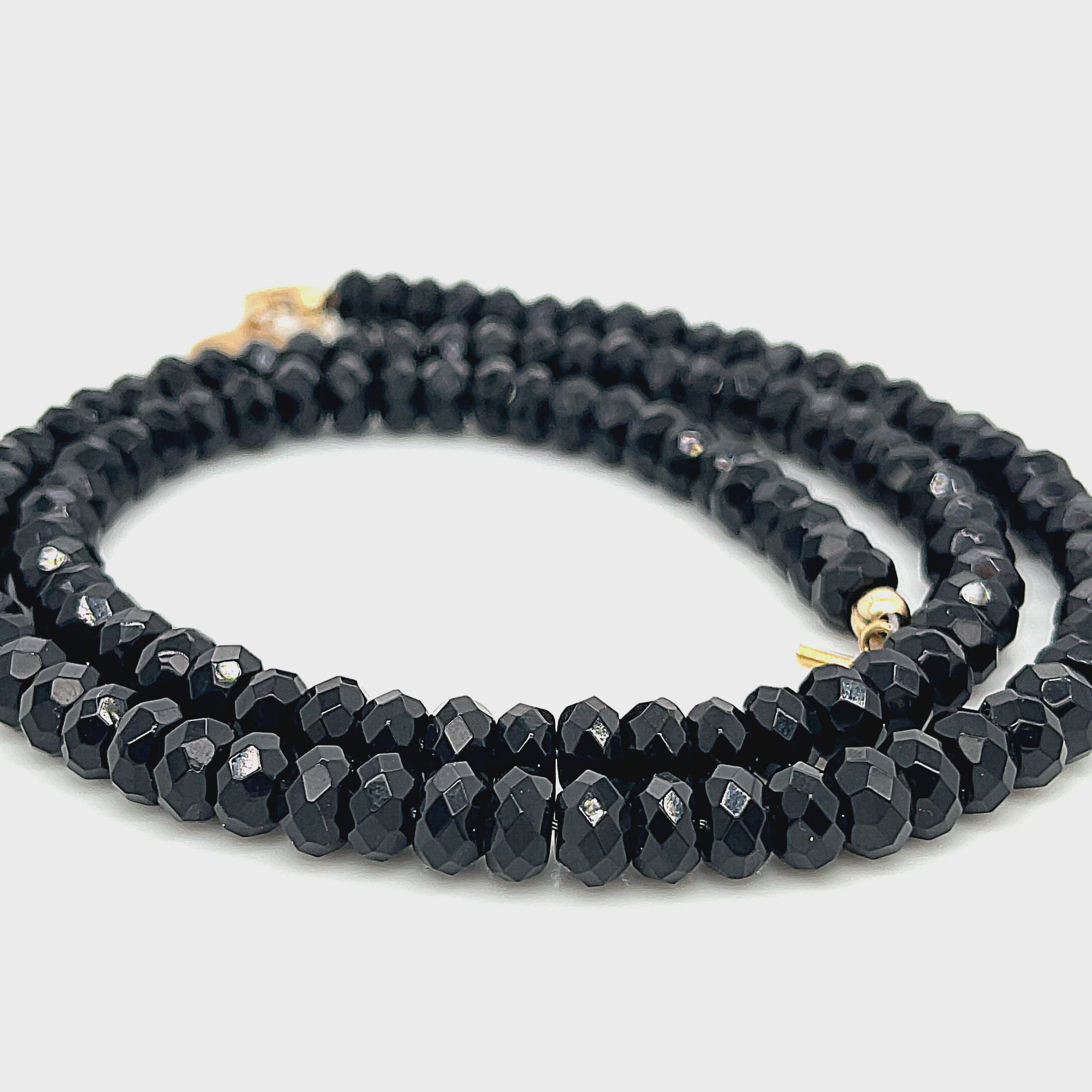 Black Onyx gemstone beaded necklace, Jewelry