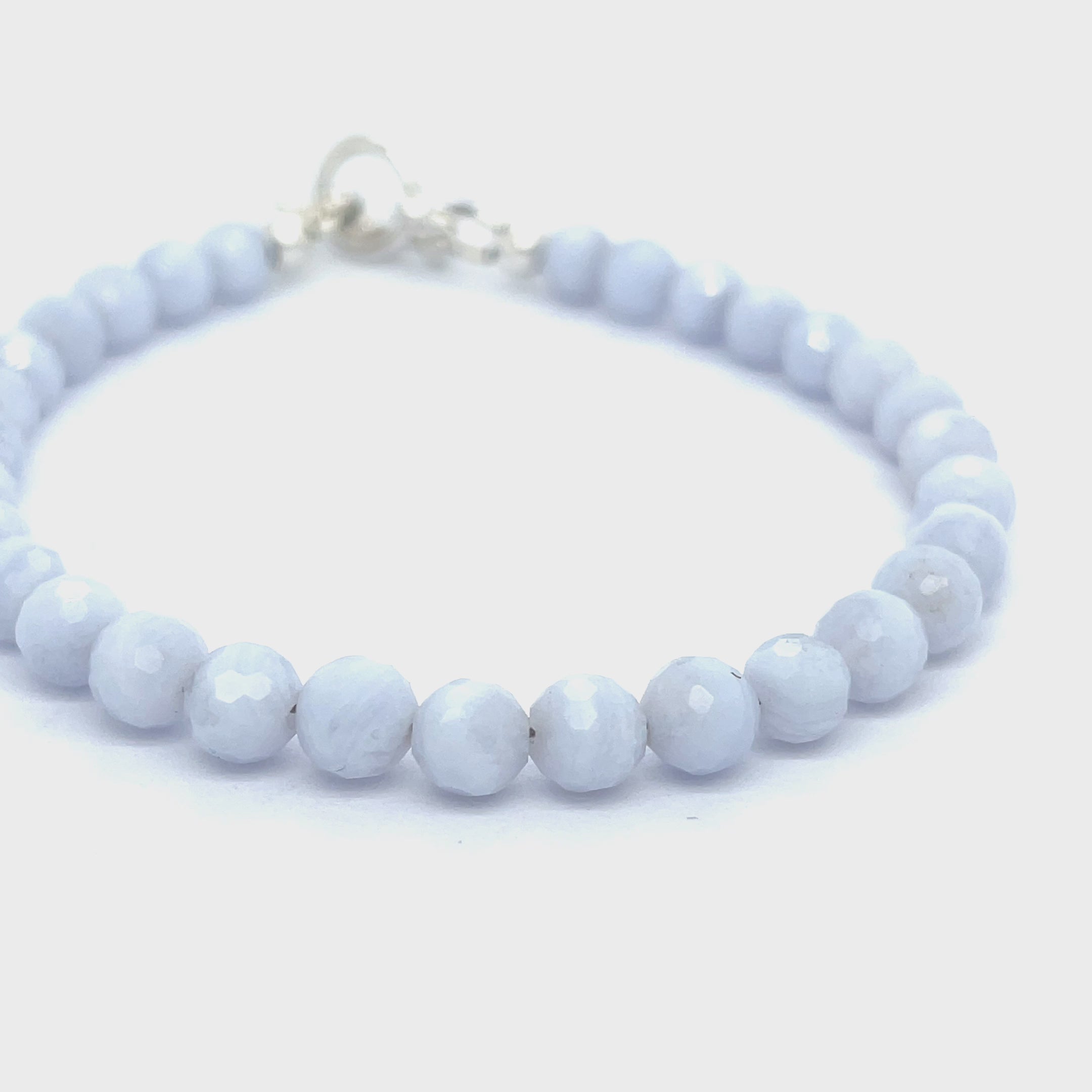 Blue Lace Agate Gemstone Beaded Bracelet
