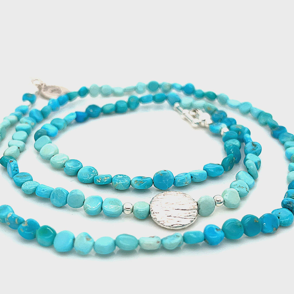 Turquoise gemstone beaded necklace, jewelry