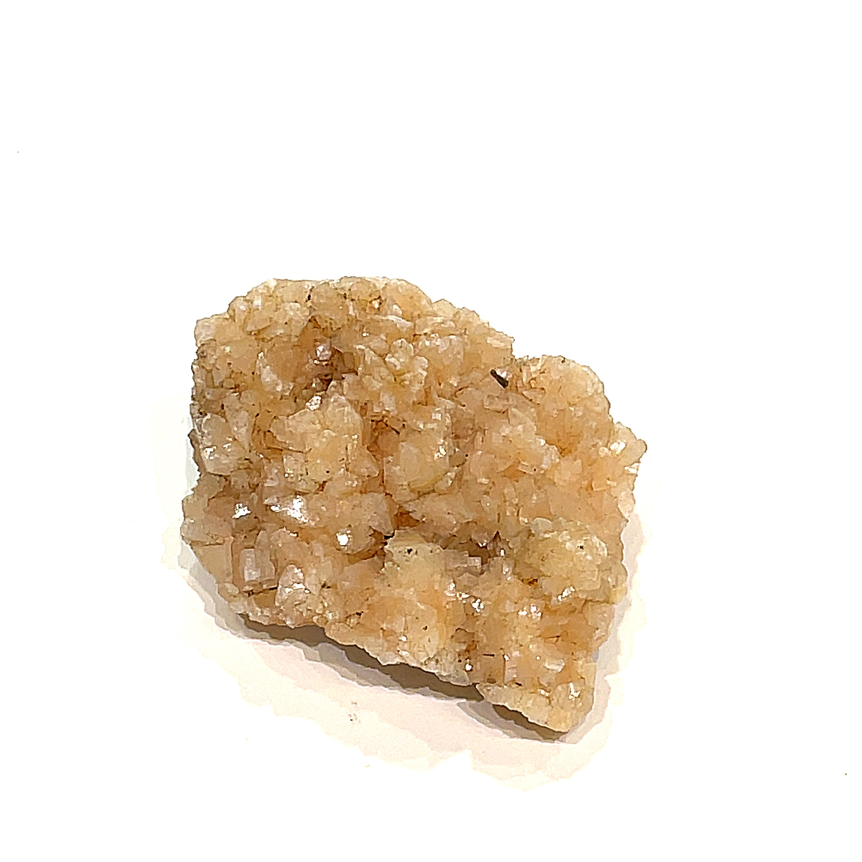 #9 Peach Stilbite on a white background, front view. 
