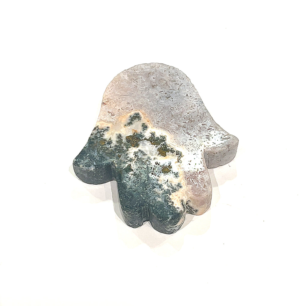 A Pink Amethyst Humza stones displayed on a white background front overview #3