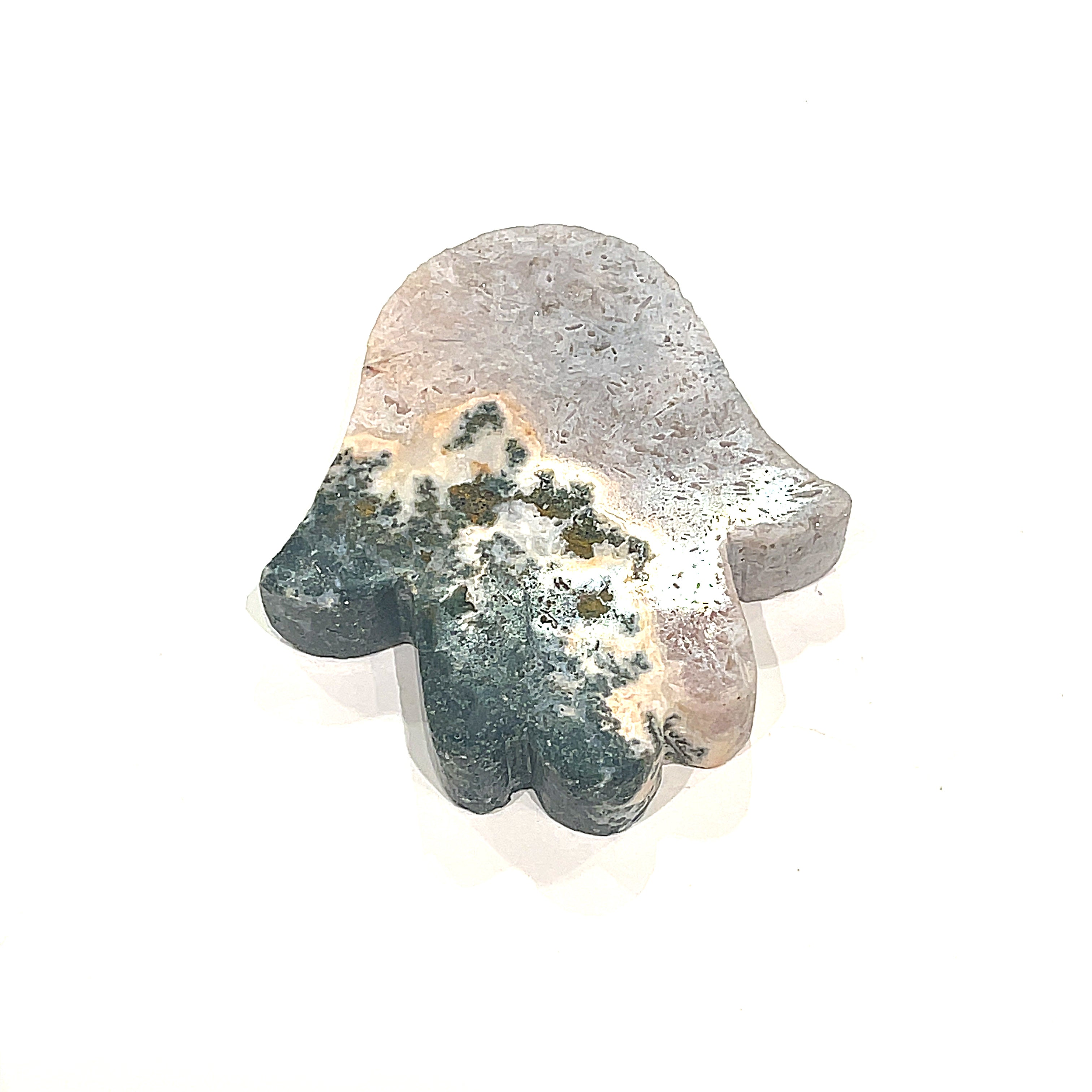 A Pink Amethyst Humza stones displayed on a white background front overview #3