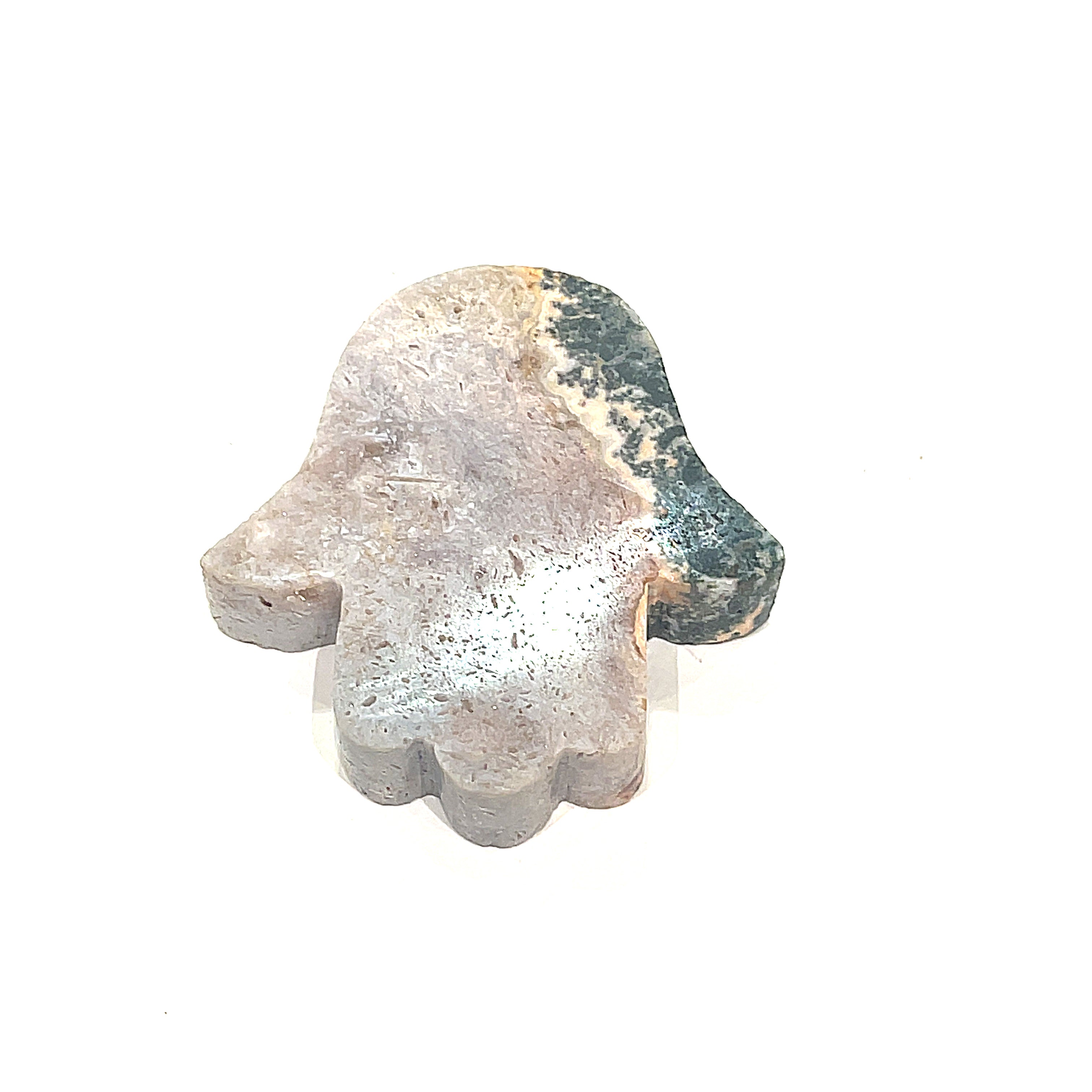 A Pink Amethyst Humza stones displayed on a white background front overview #4