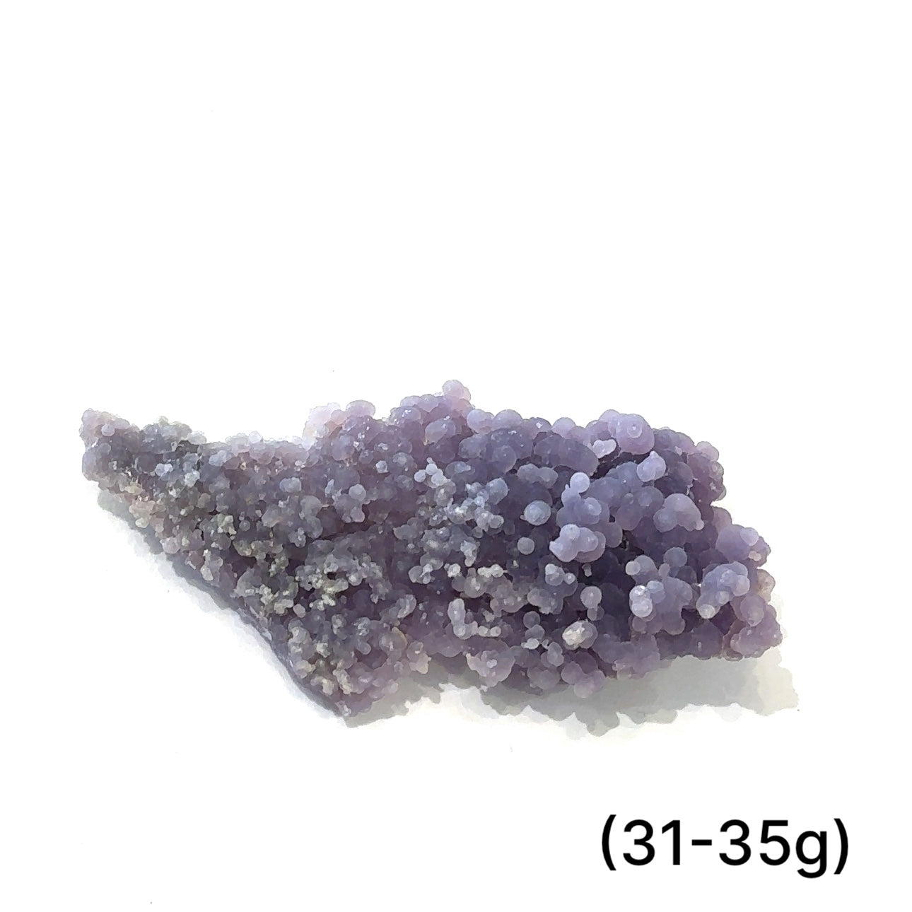 A group of (31-35g) grape agate gemstone  on a white background, front close up overview. 