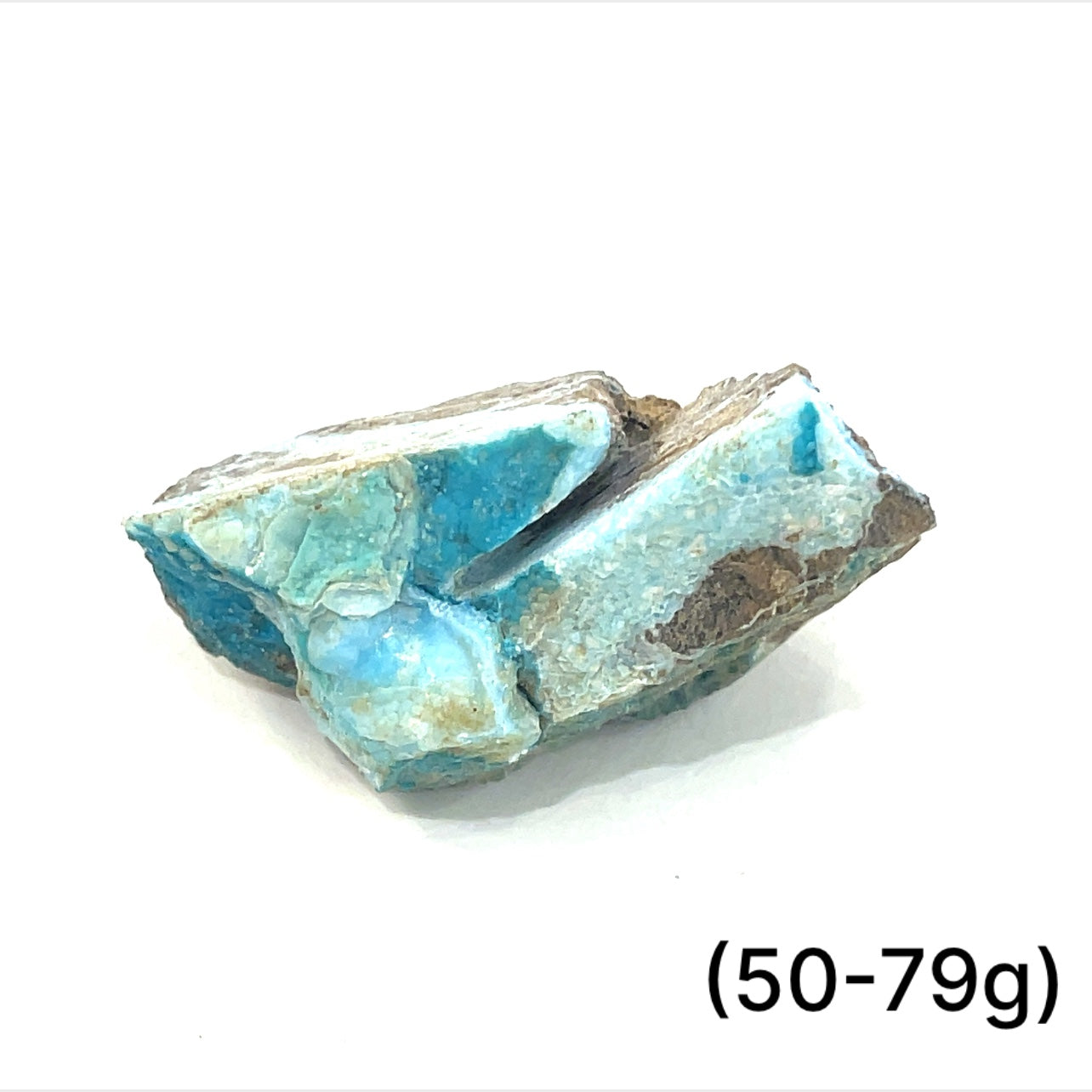 A group of (50-79g) of raw Hemimorphite pieces on  a white background, front view. 