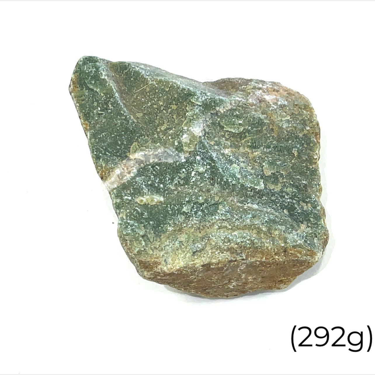 A raw Bloodstone (292g) used in meditation for grounding and energy balance on s white background and front overview. 