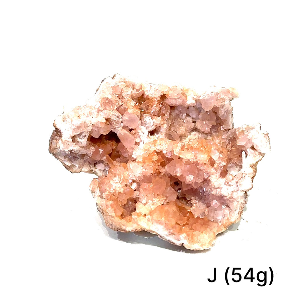 Amethyst cluster displaying translucent quartz and texture on white # J (54g) front view