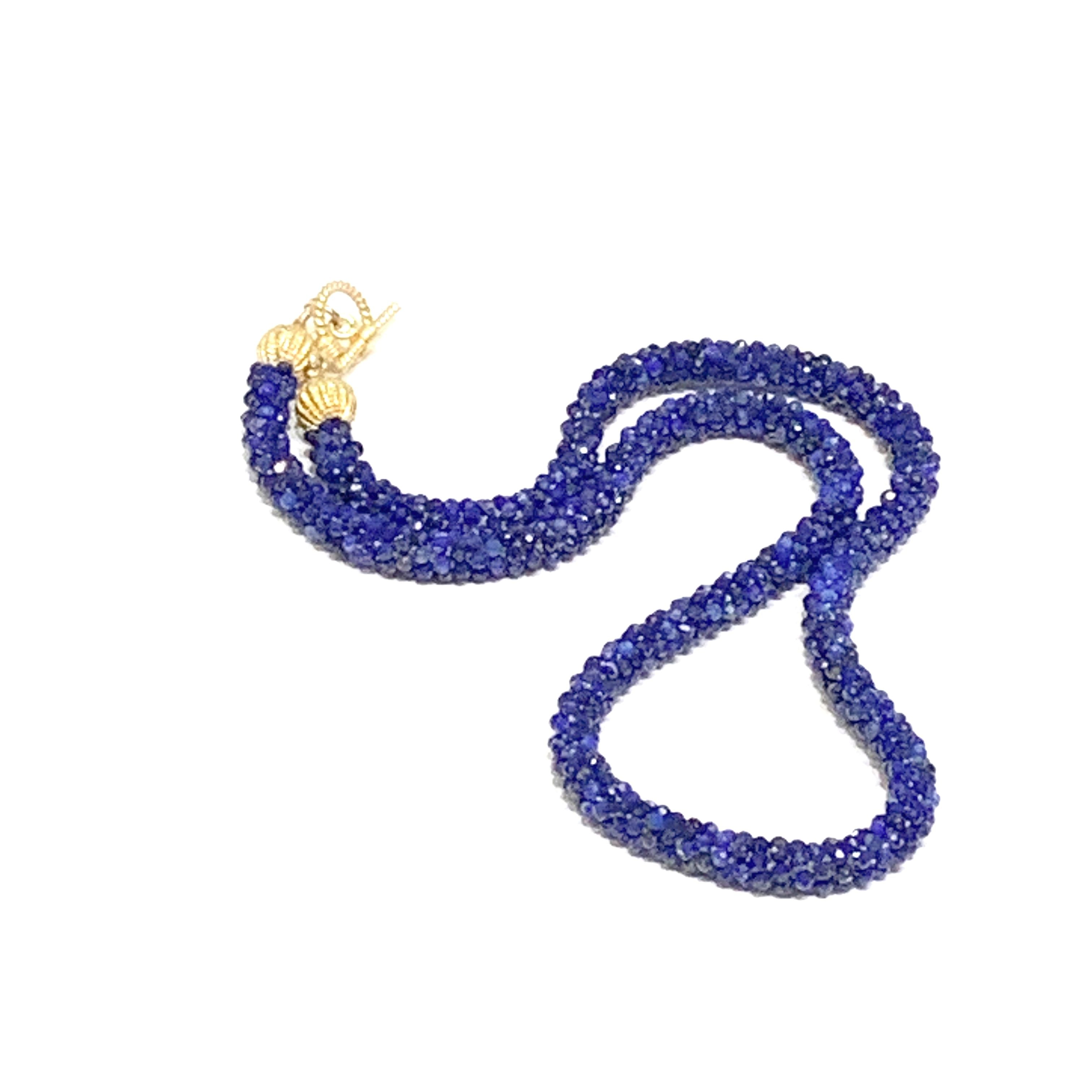 Crocheted Genuine Gemstone Lapis necklace