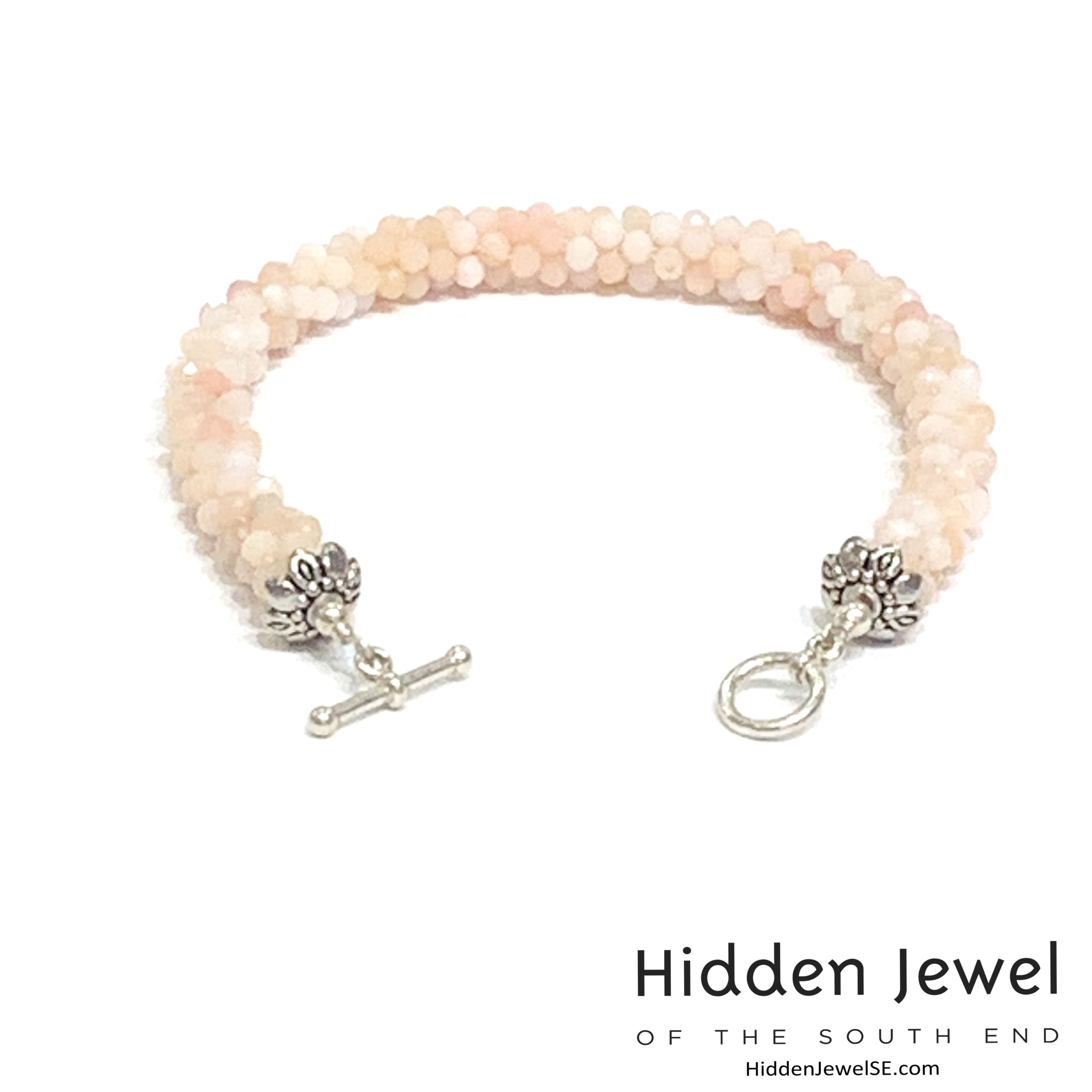 Pink opal Crocheted Bracelet