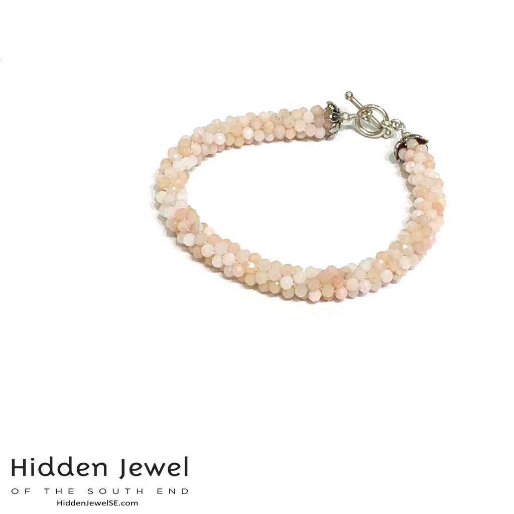 Pink opal Crocheted Bracelet