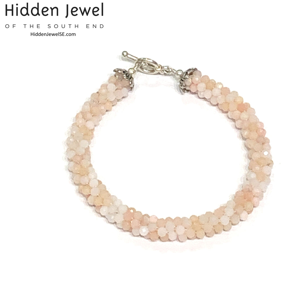Pink opal Crocheted Bracelet