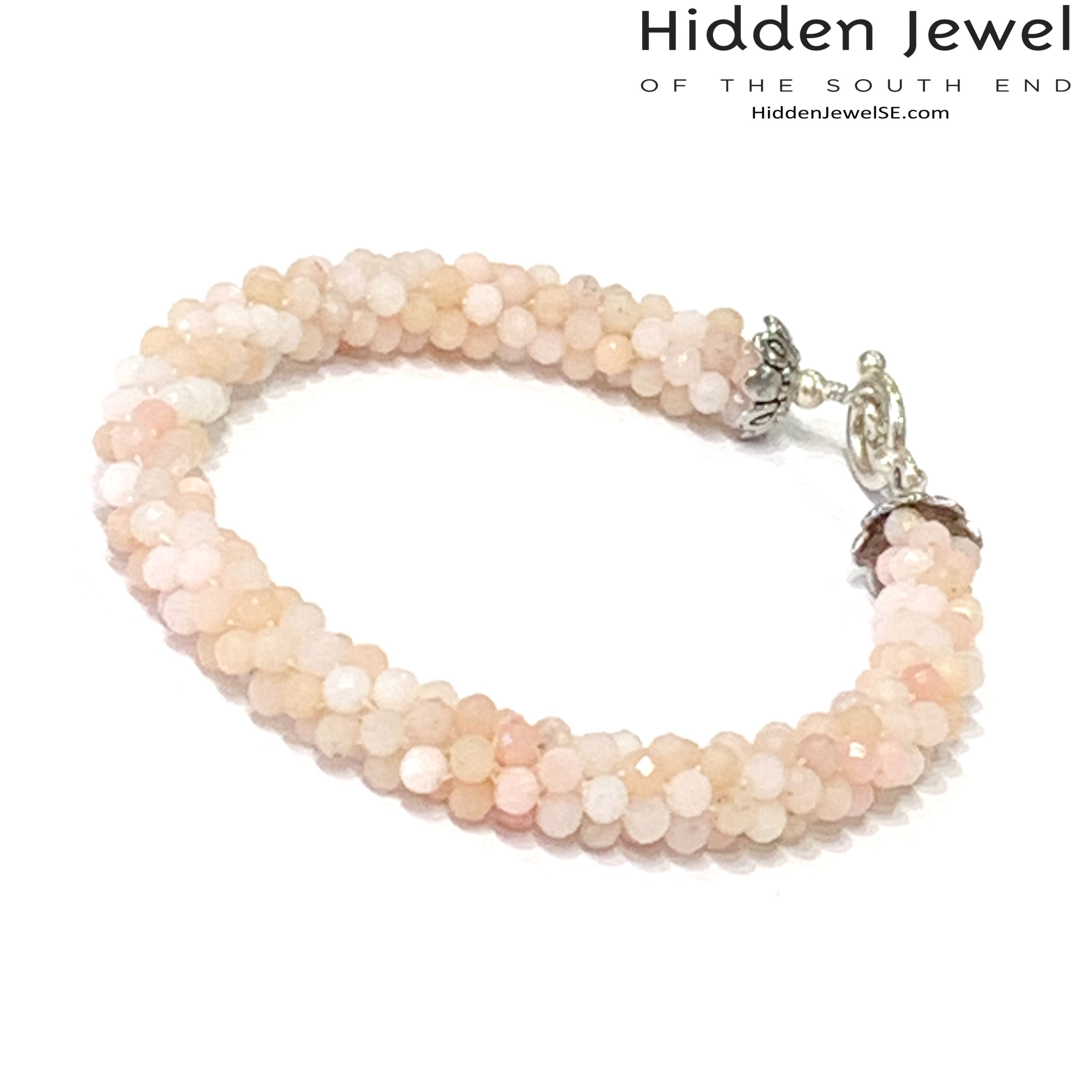 Pink opal Crocheted Bracelet