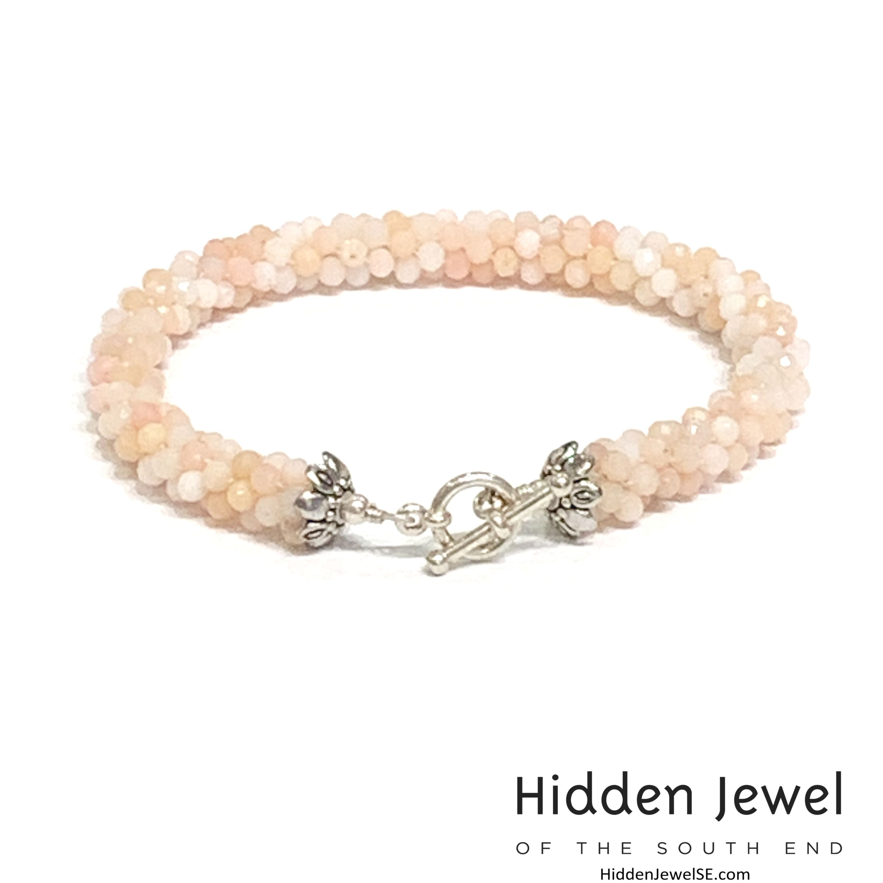Pink opal Crocheted Bracelet