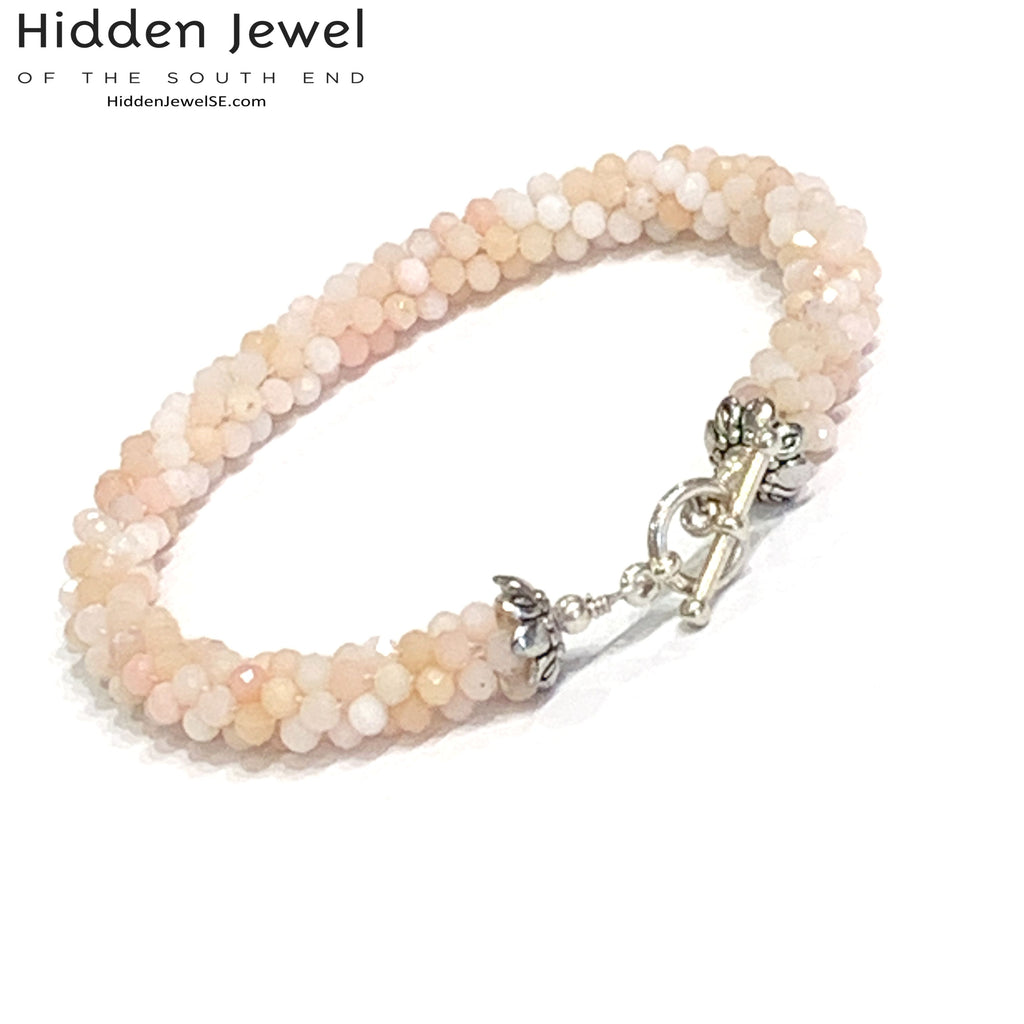 Pink opal Crocheted Bracelet
