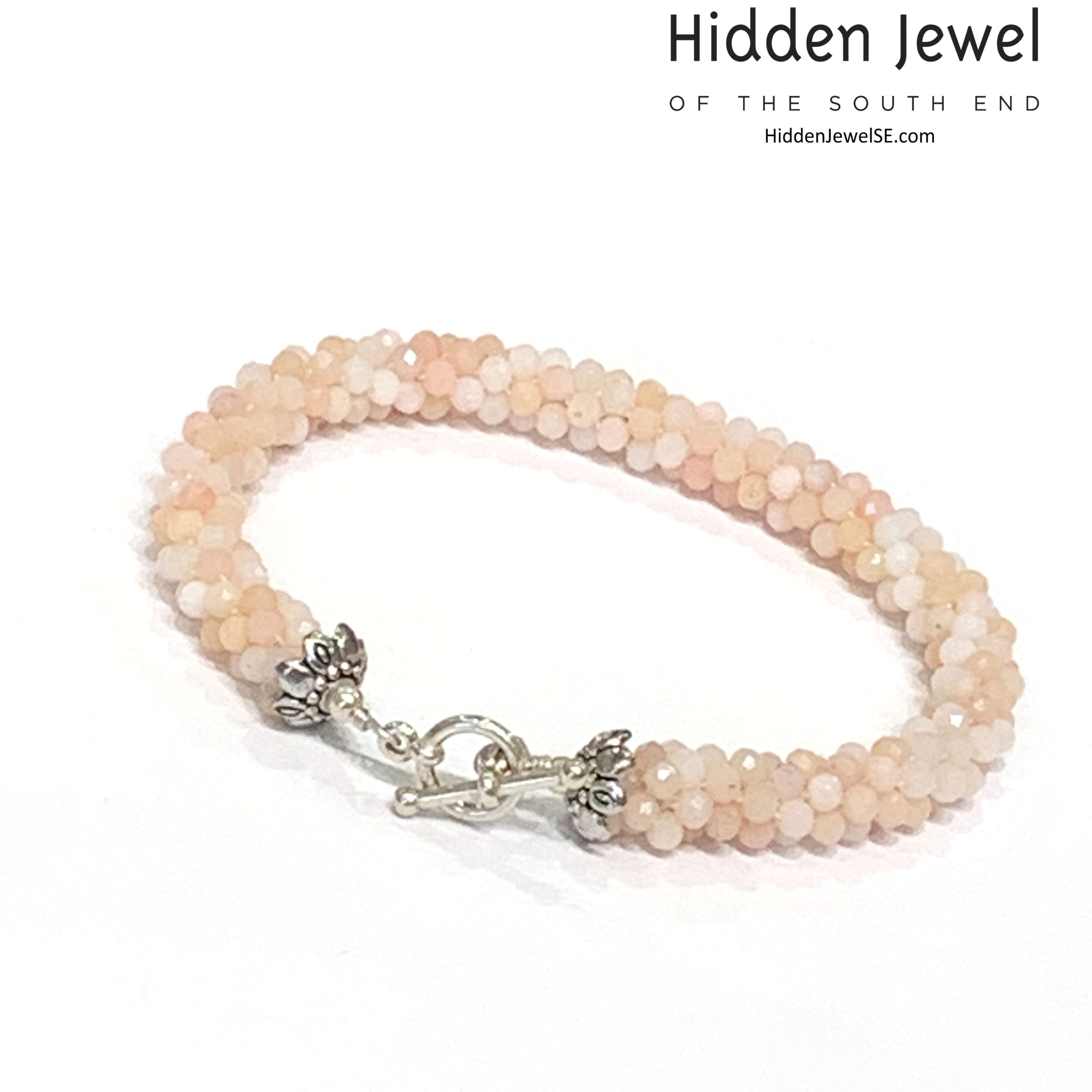 Pink opal Crocheted Bracelet